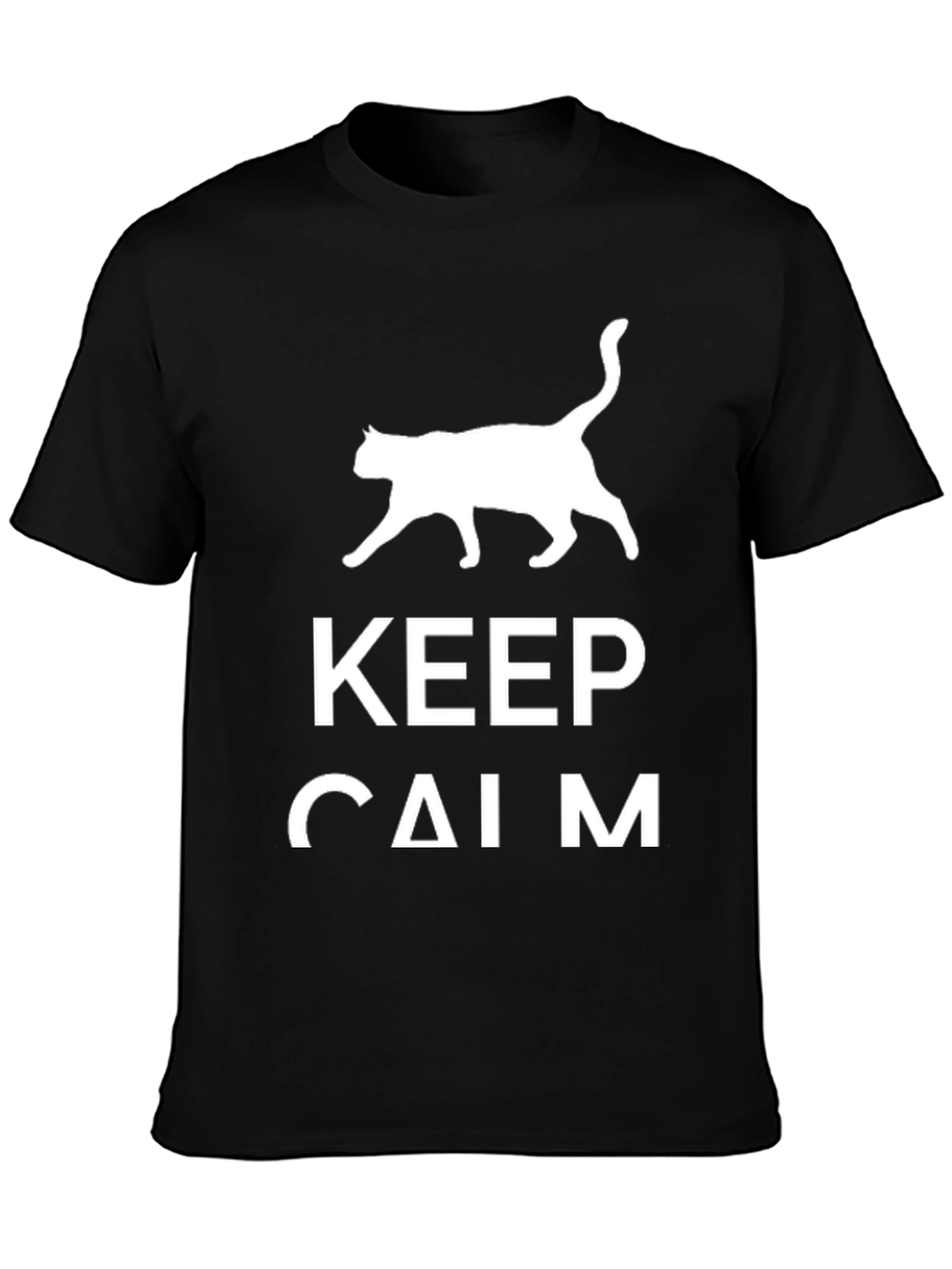 Keep Calm Cat T-Shirt: Black Graphic Tee