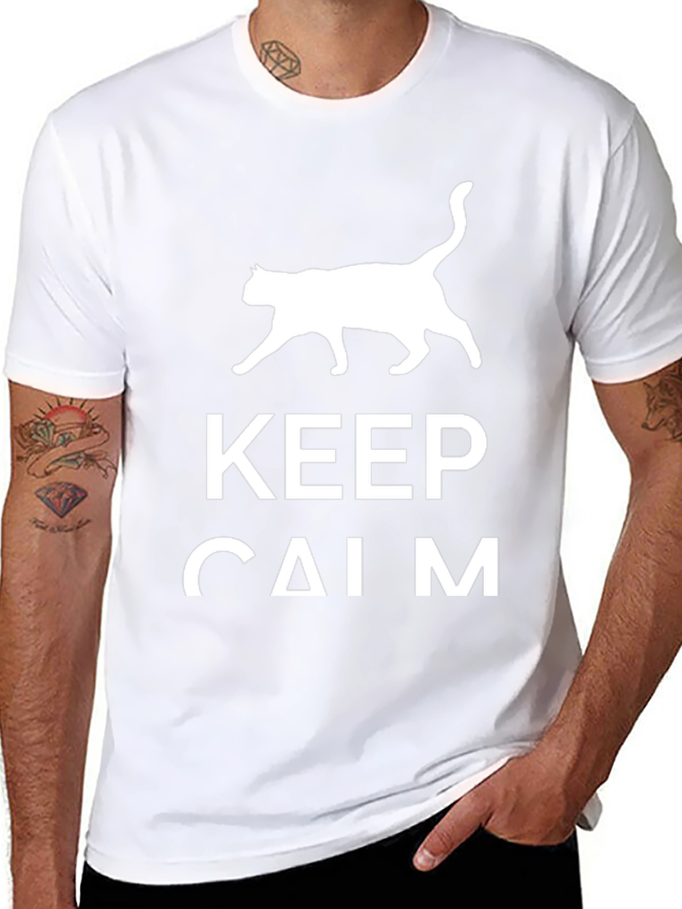 Keep Calm Cat T-Shirt: Black Graphic Tee
