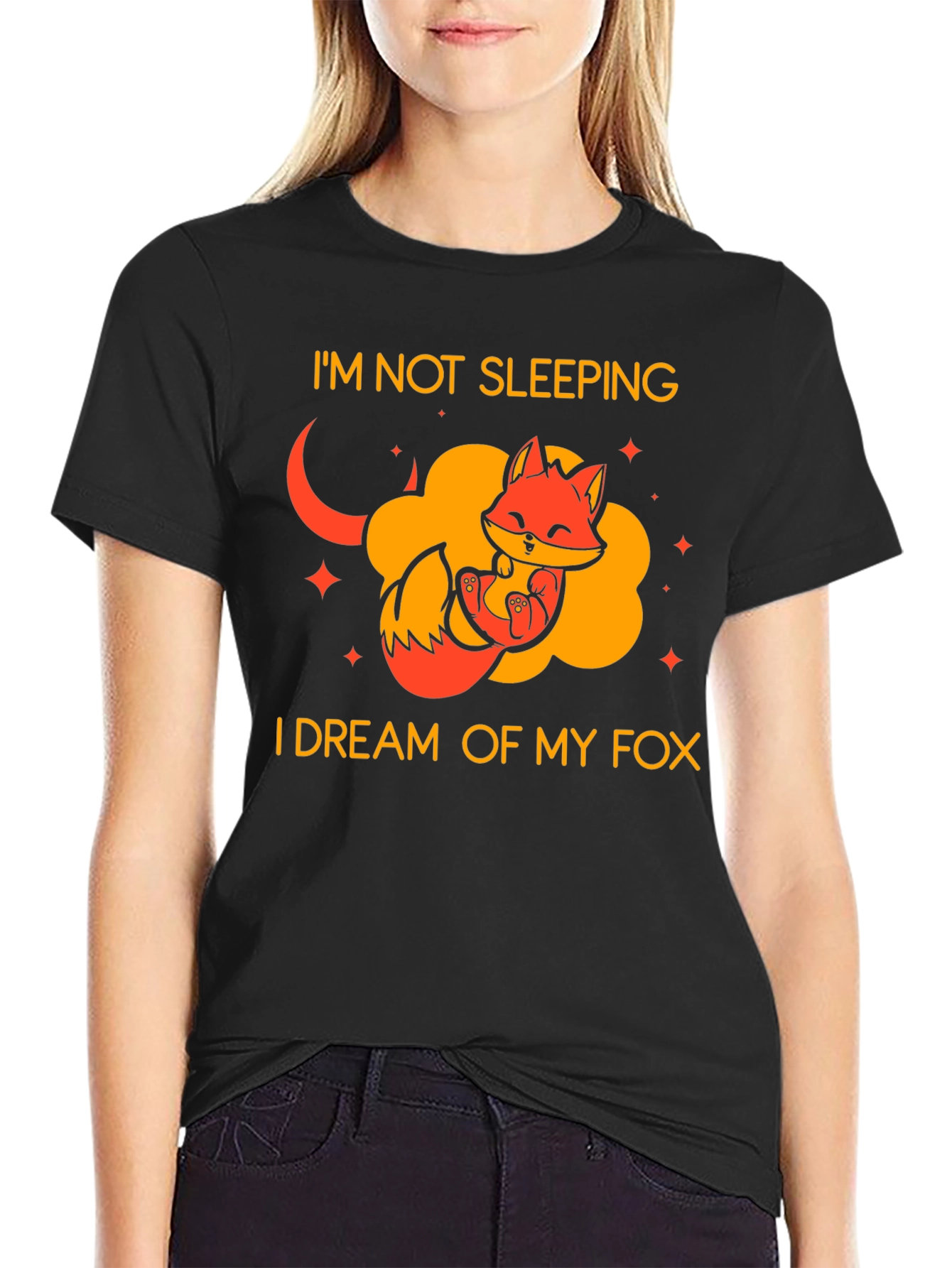 Dreaming Fox Graphic Tee - Cute Sleep Shirt