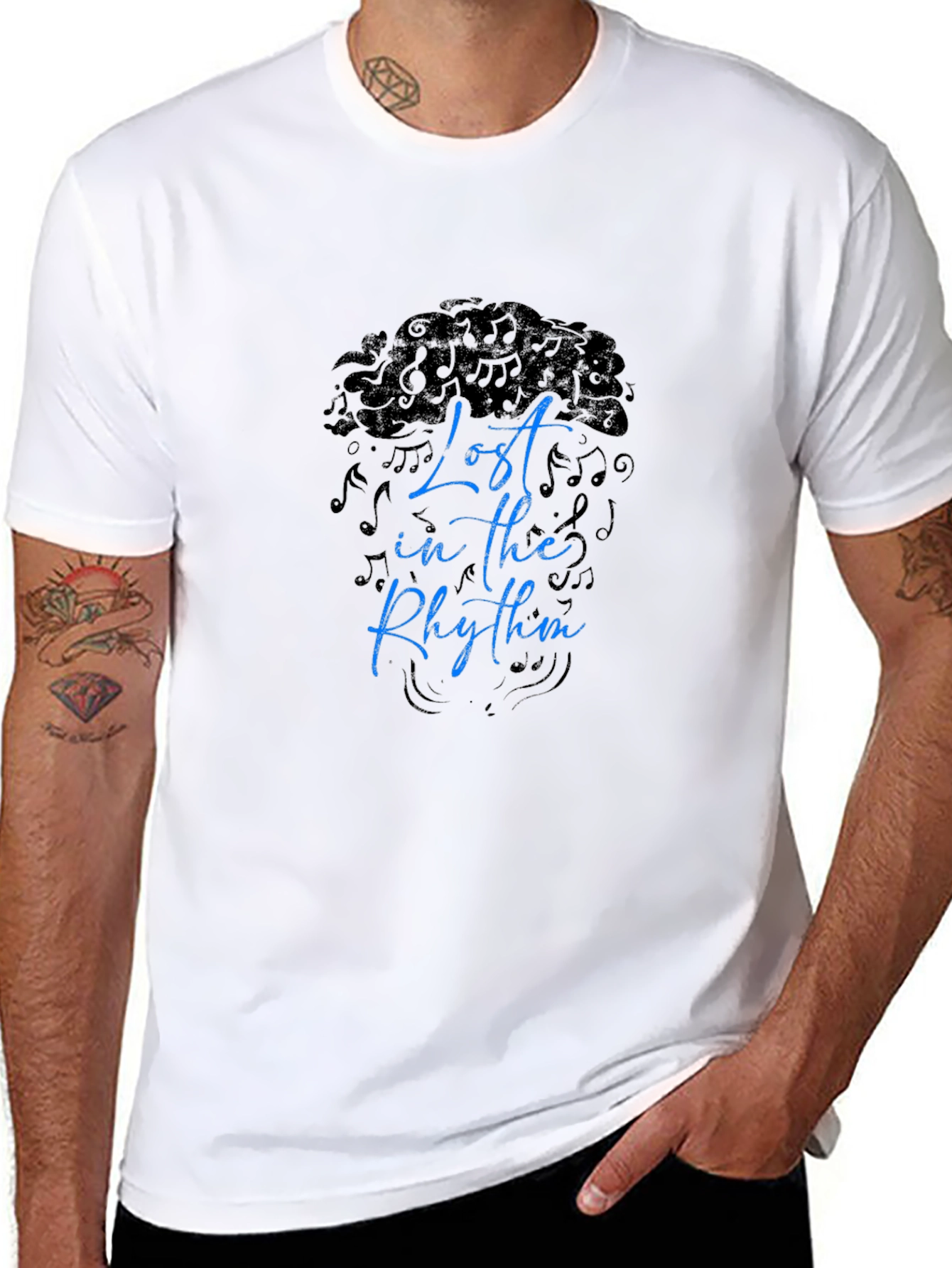 Lost in the Rhythm Mens Black Graphic Tee