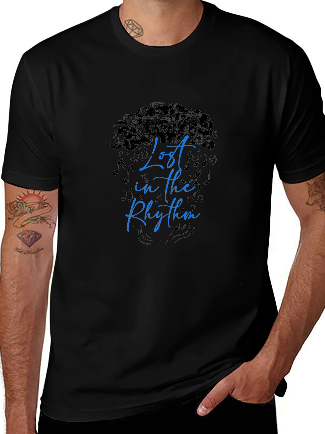 Lost in the Rhythm Mens Black Graphic Tee