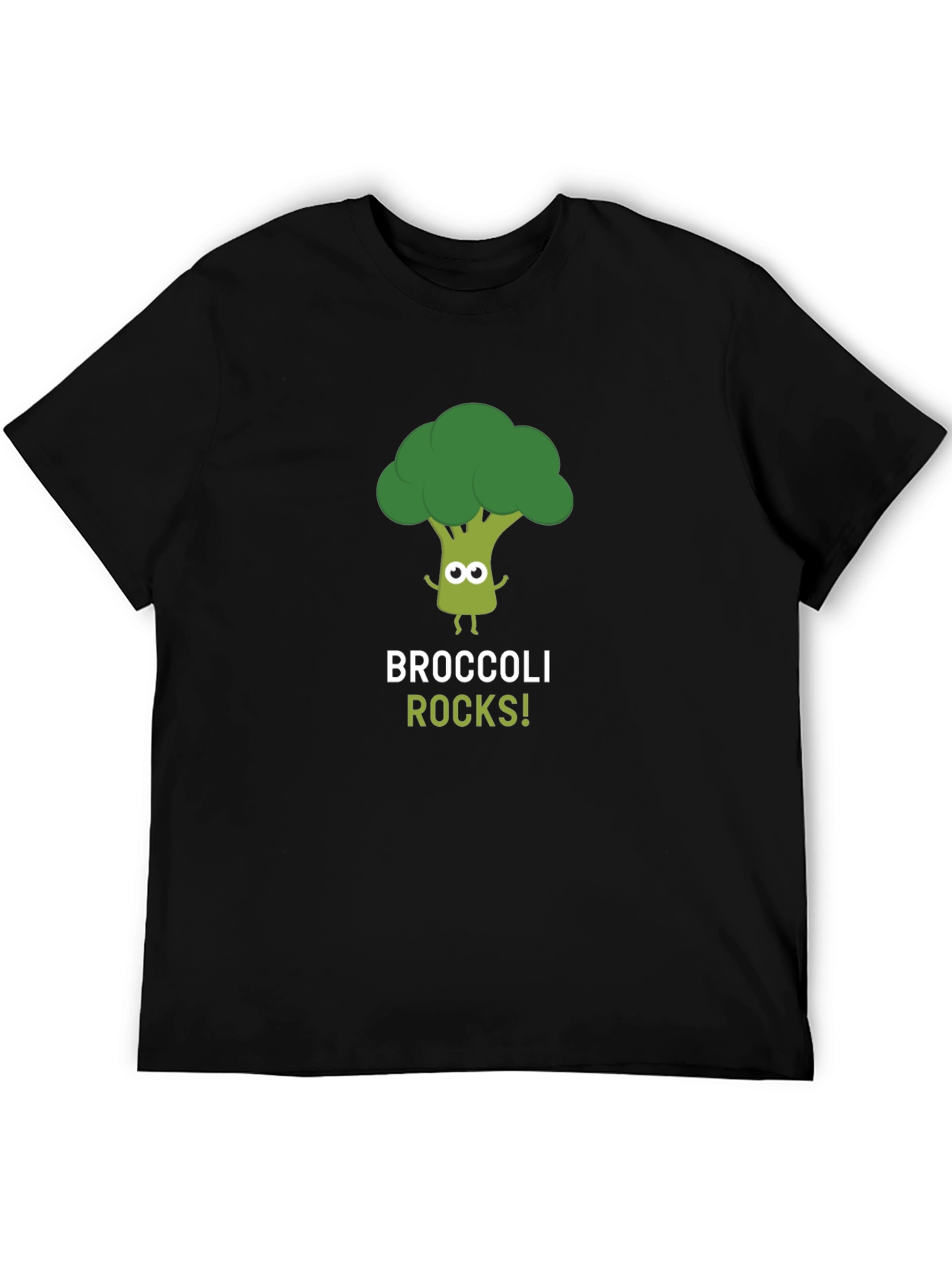 Broccoli Rocks Graphic Tee - Black Cotton T-Shirt