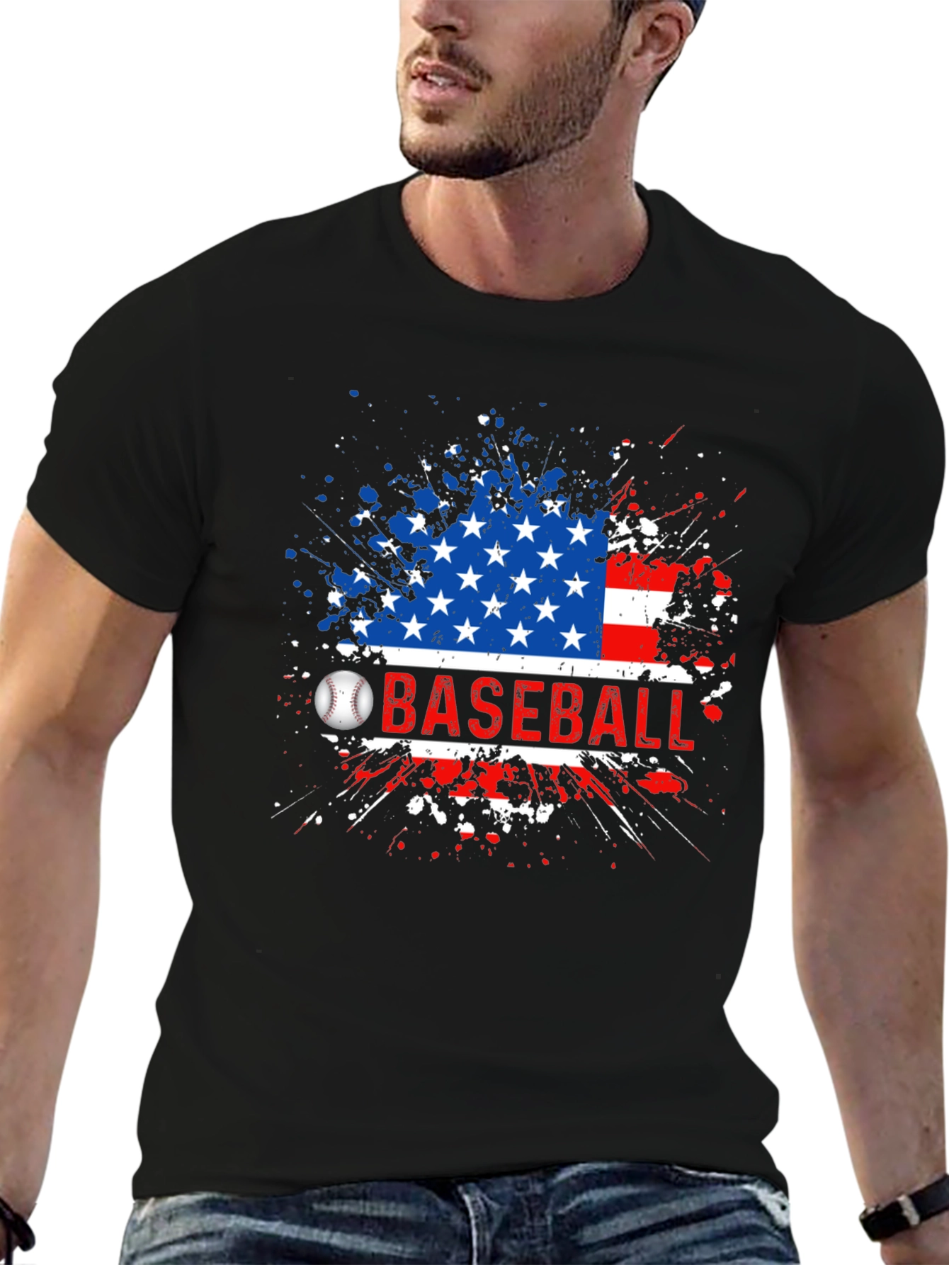 Baseball American Flag T-Shirt