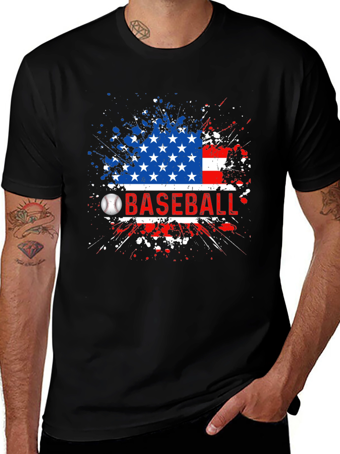 Baseball American Flag T-Shirt