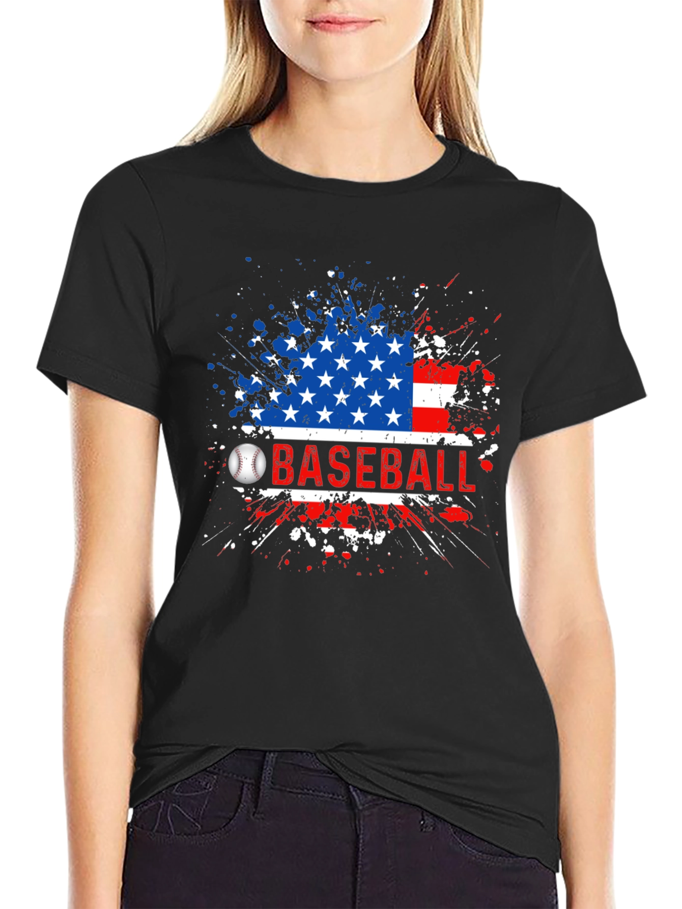 Baseball American Flag T-Shirt