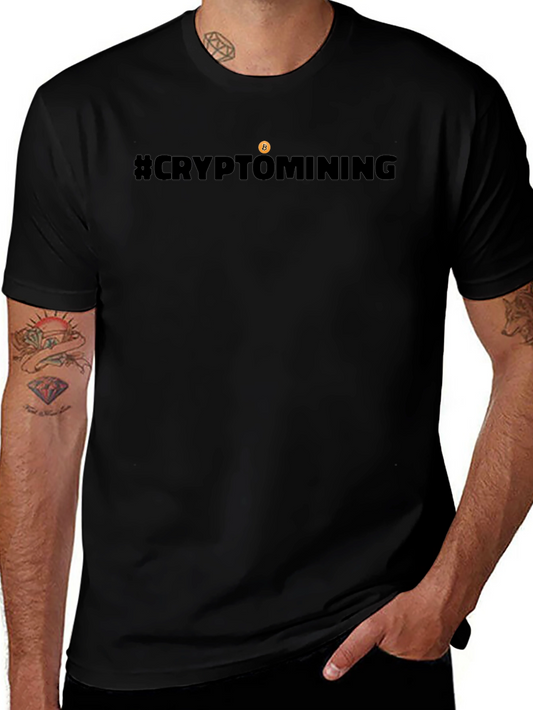 #CryptoMining Bitcoin T-Shirt - Black Crew Neck Tee