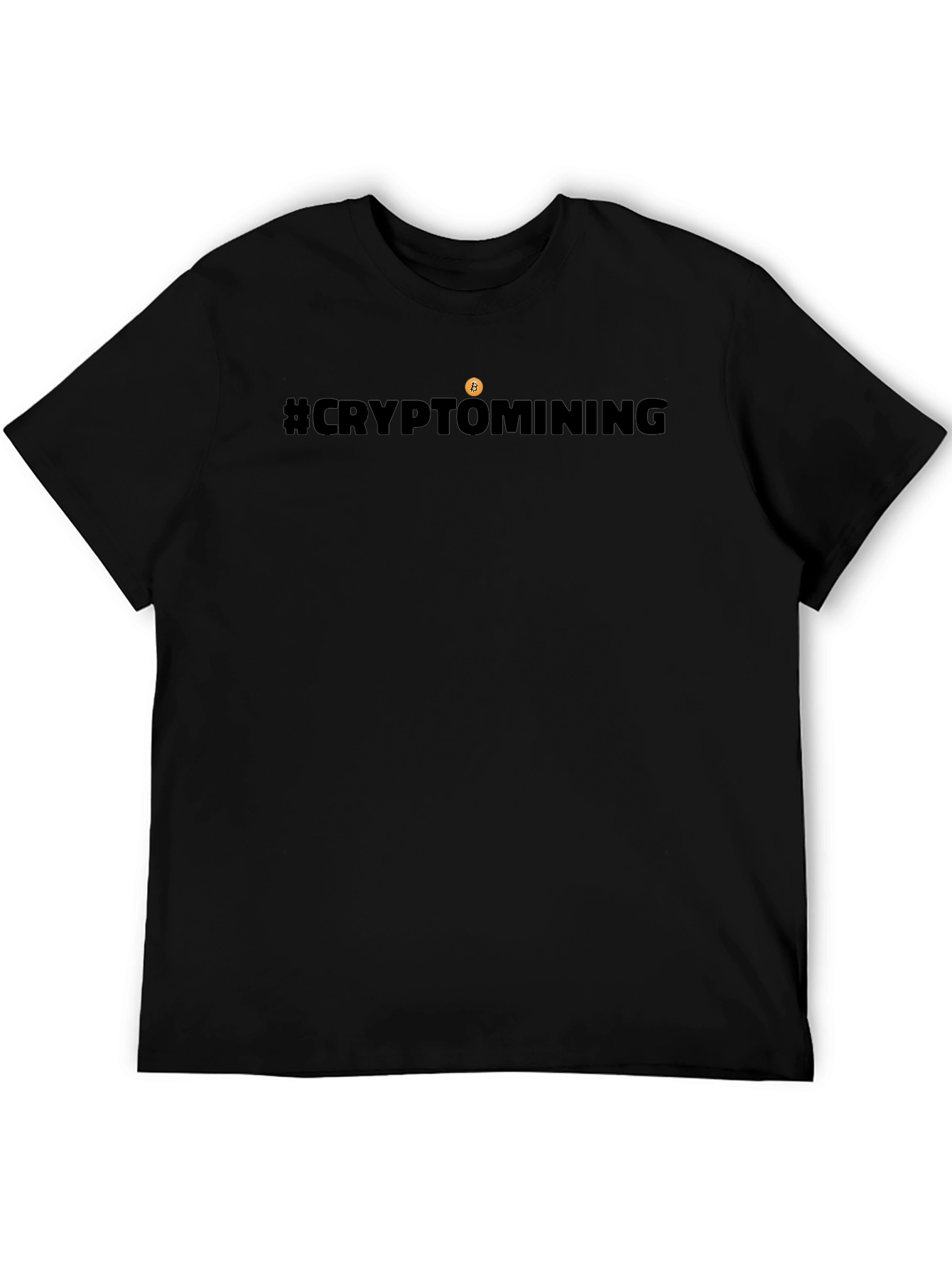 #CryptoMining Bitcoin T-Shirt - Black Crew Neck Tee