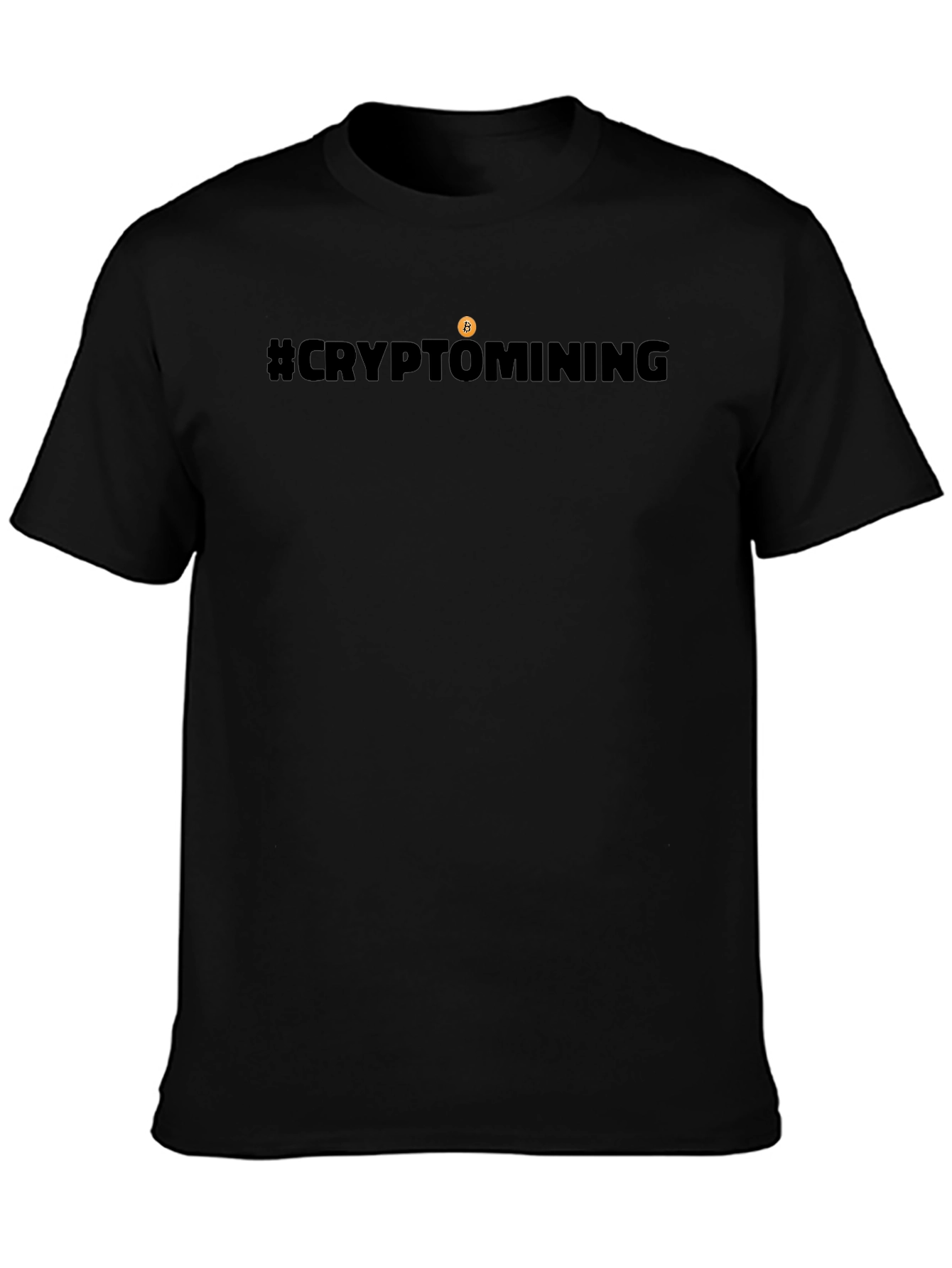 #CryptoMining Bitcoin T-Shirt - Black Crew Neck Tee
