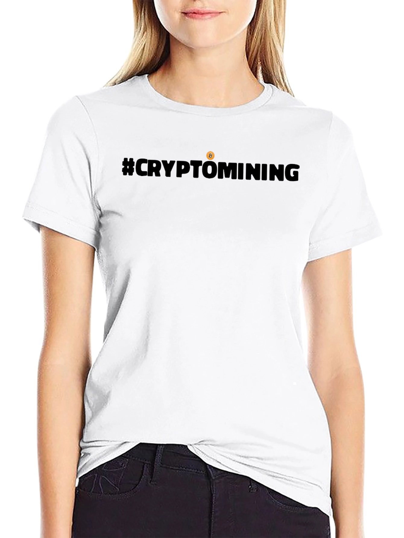 #CryptoMining Bitcoin T-Shirt - Black Crew Neck Tee