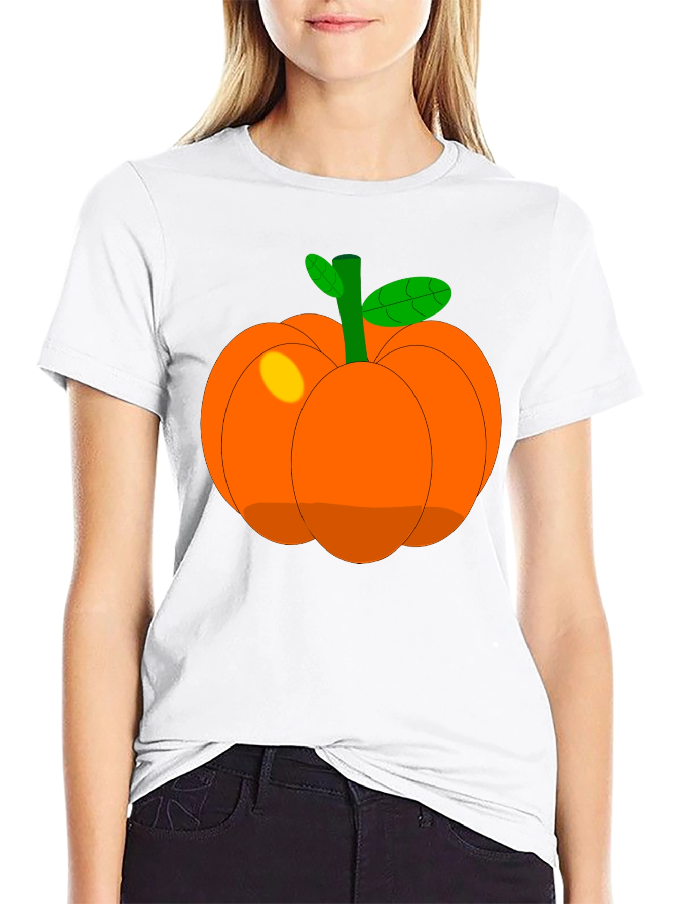 Whimsical Pumpkin Graphic T-Shirt - Black
