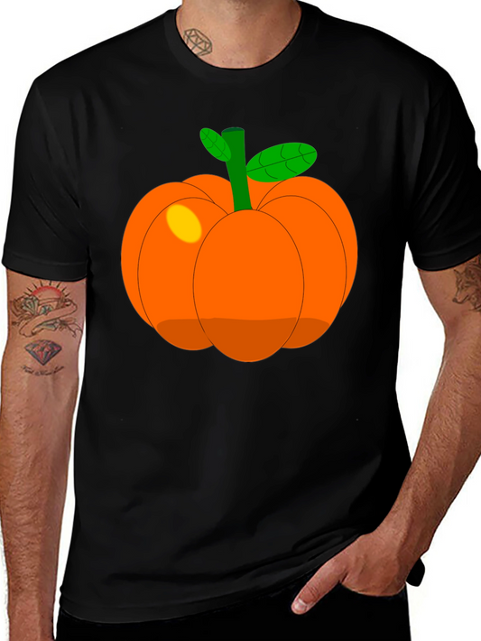 Whimsical Pumpkin Graphic T-Shirt - Black