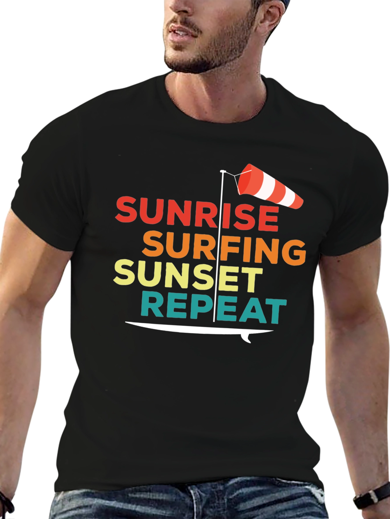 Sunrise Surfing Sunset Repeat Graphic Tee