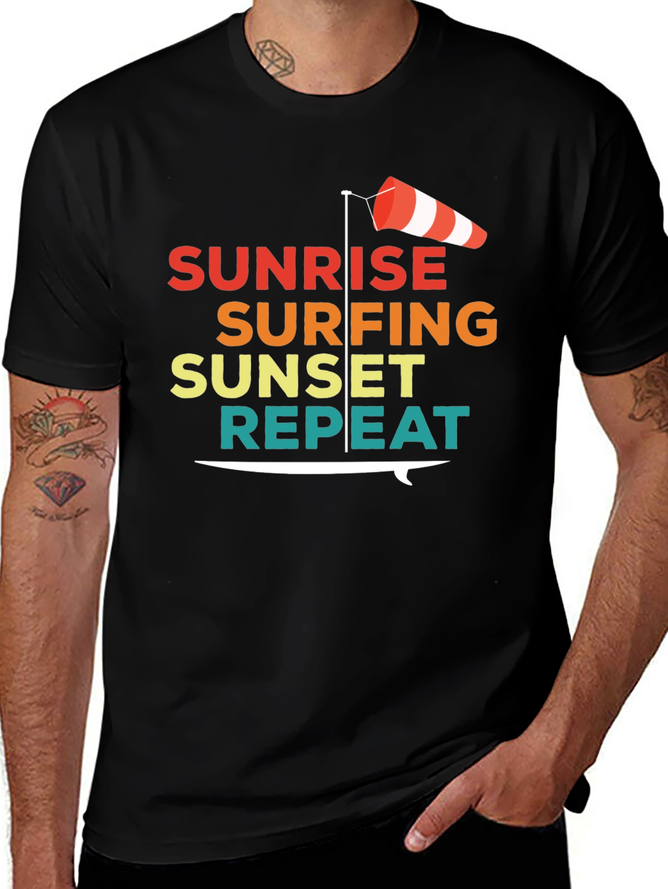 Sunrise Surfing Sunset Repeat Graphic Tee
