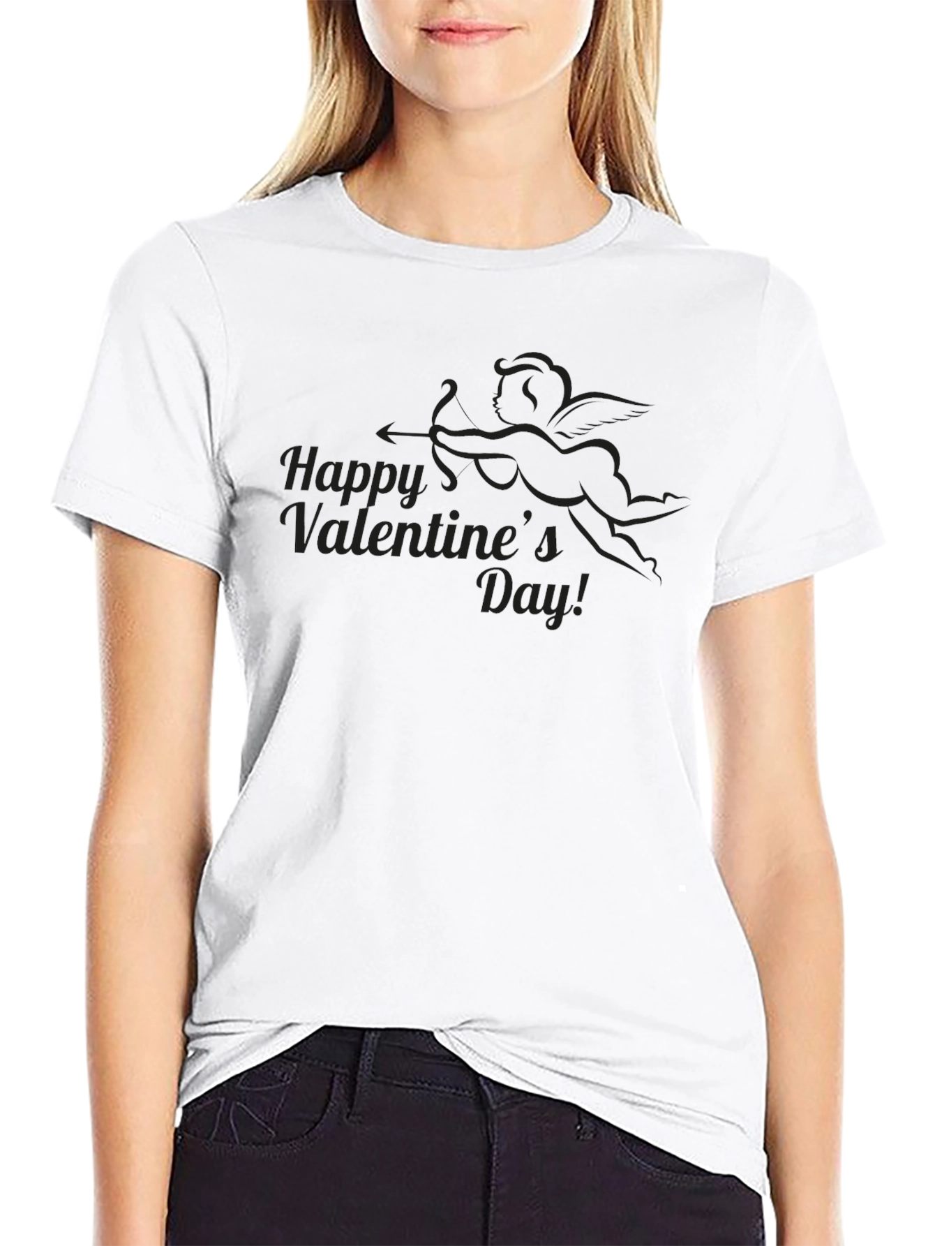 Valentines Day Cupid Black T-Shirt