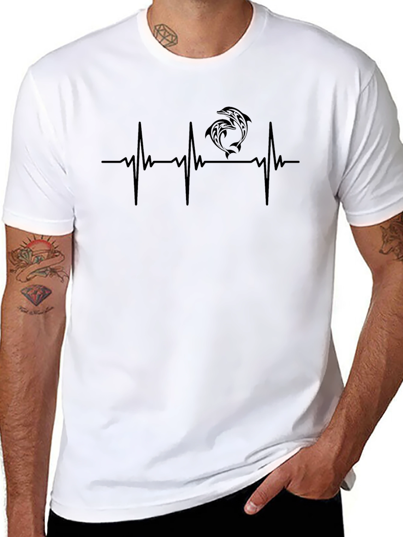 Dolphin Heartbeat T-Shirt - Black