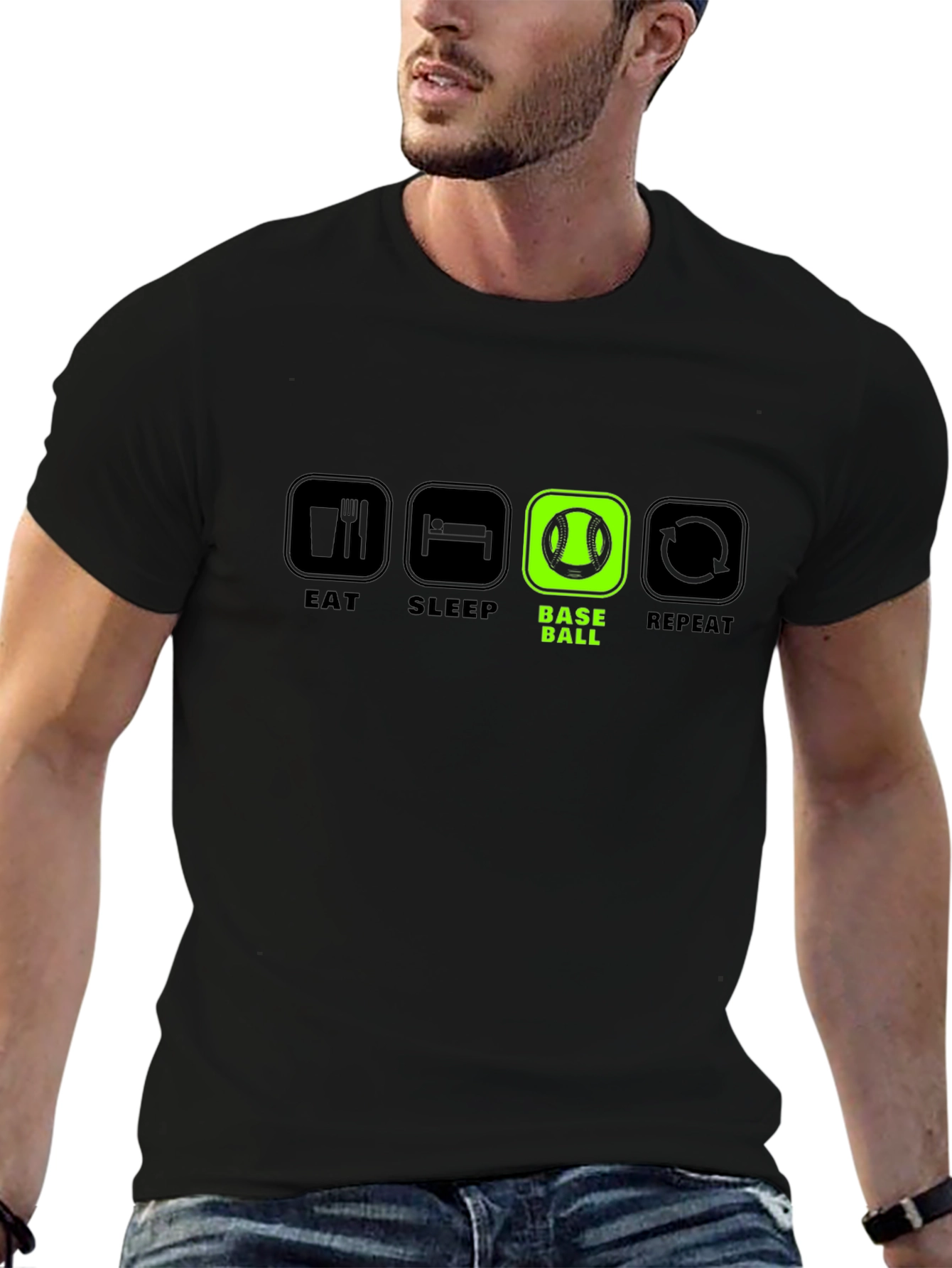 Eat Sleep Baseball Repeat Graphic T-Shirt