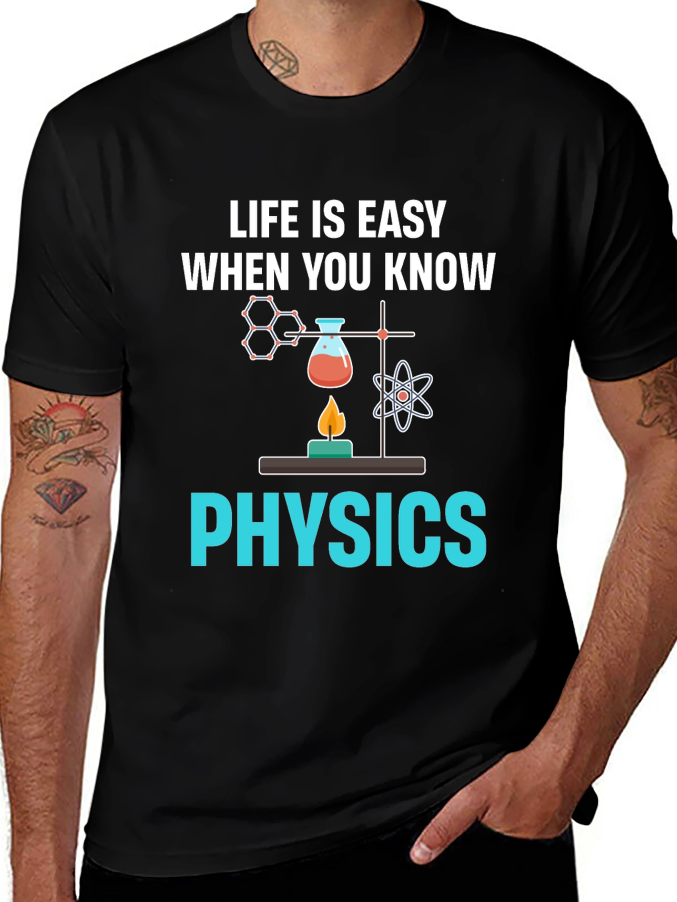Life is Easy When You Know Physics Black T-Shirt