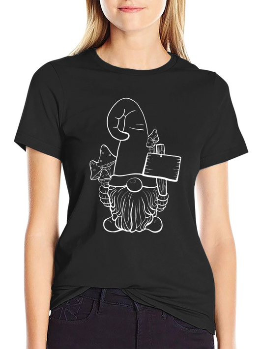 Mushroom Gnome Graphic Tee - Black
