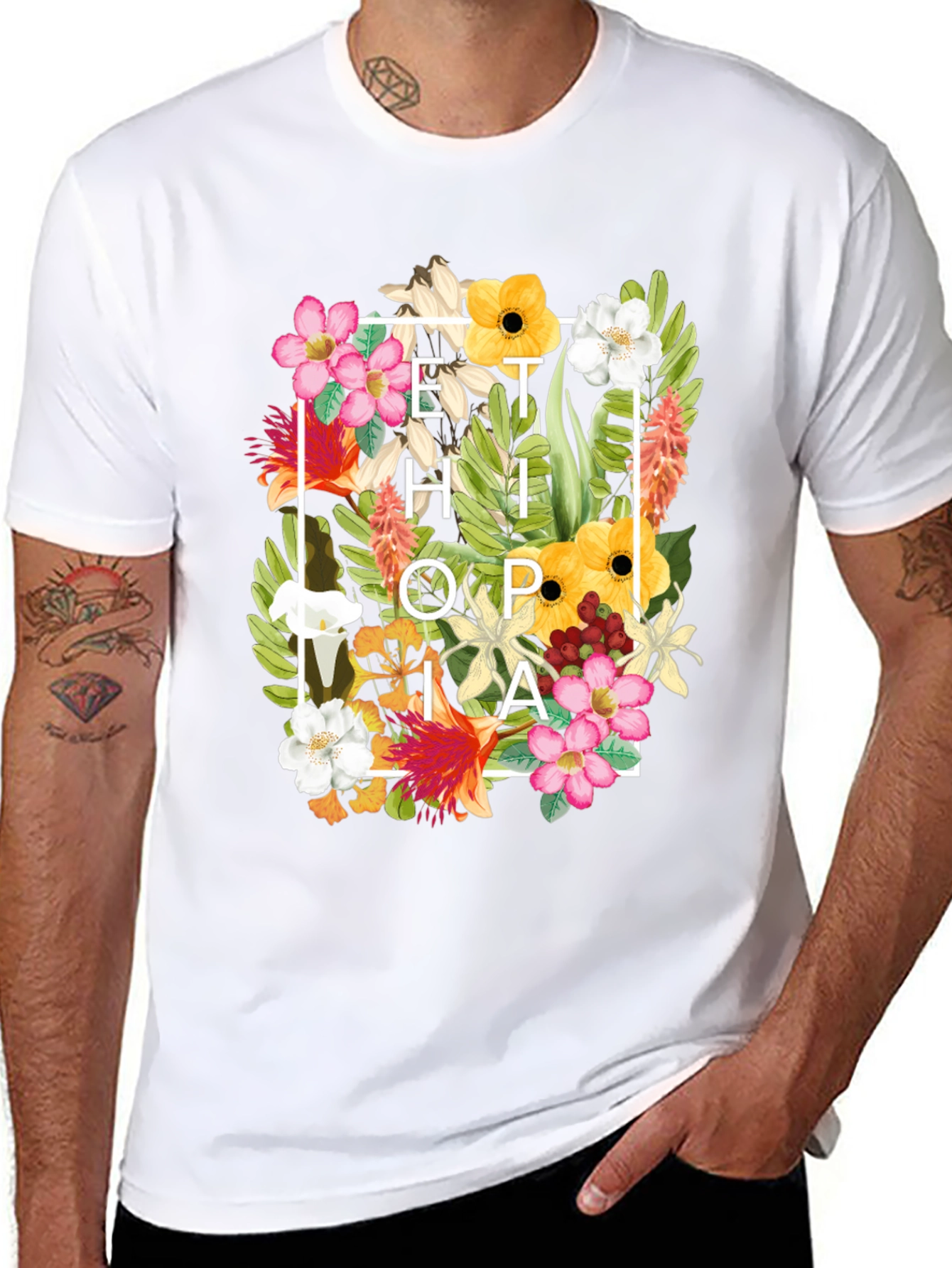 Floral Ethiopia Print T-Shirt