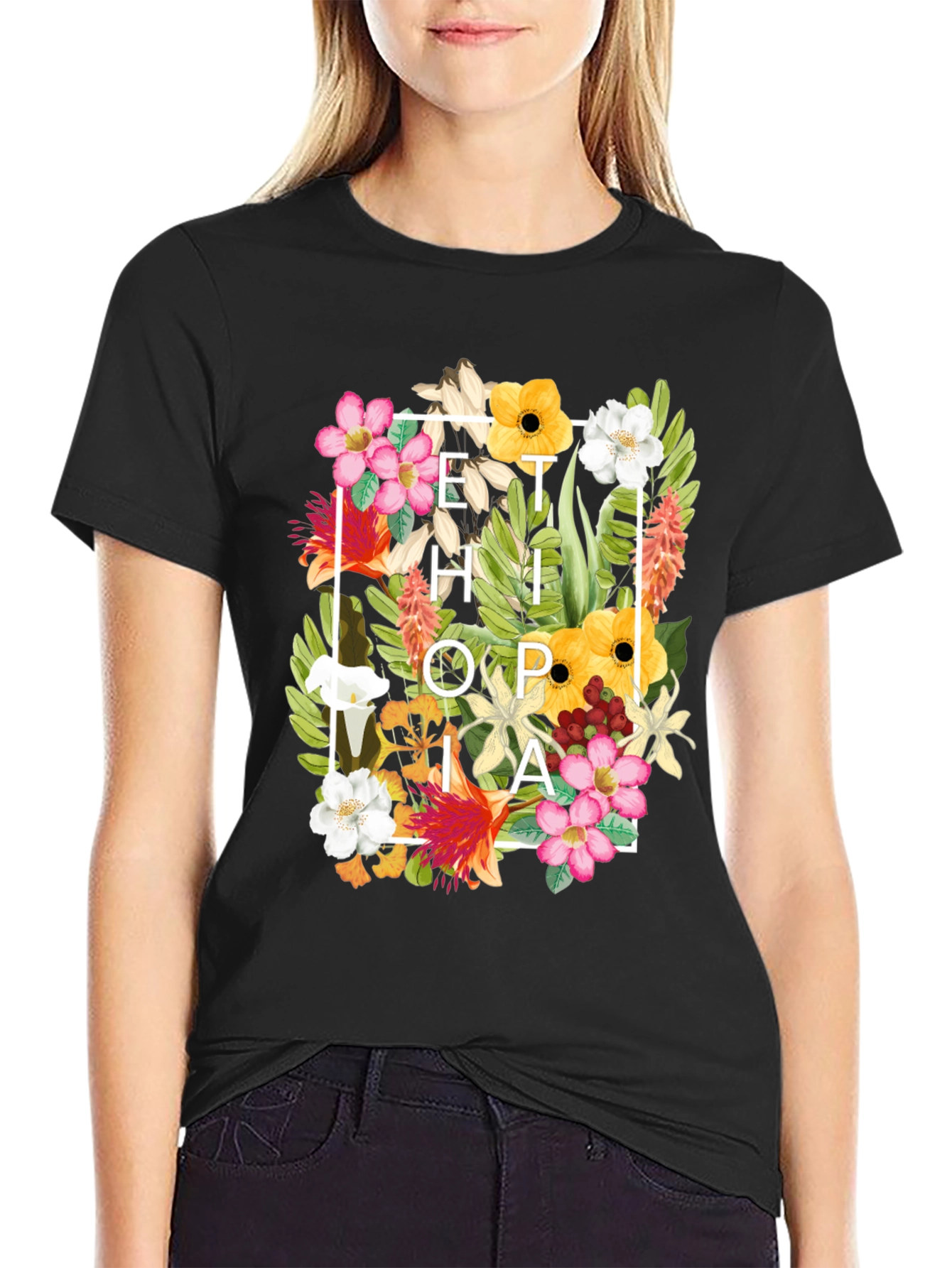 Floral Ethiopia Print T-Shirt