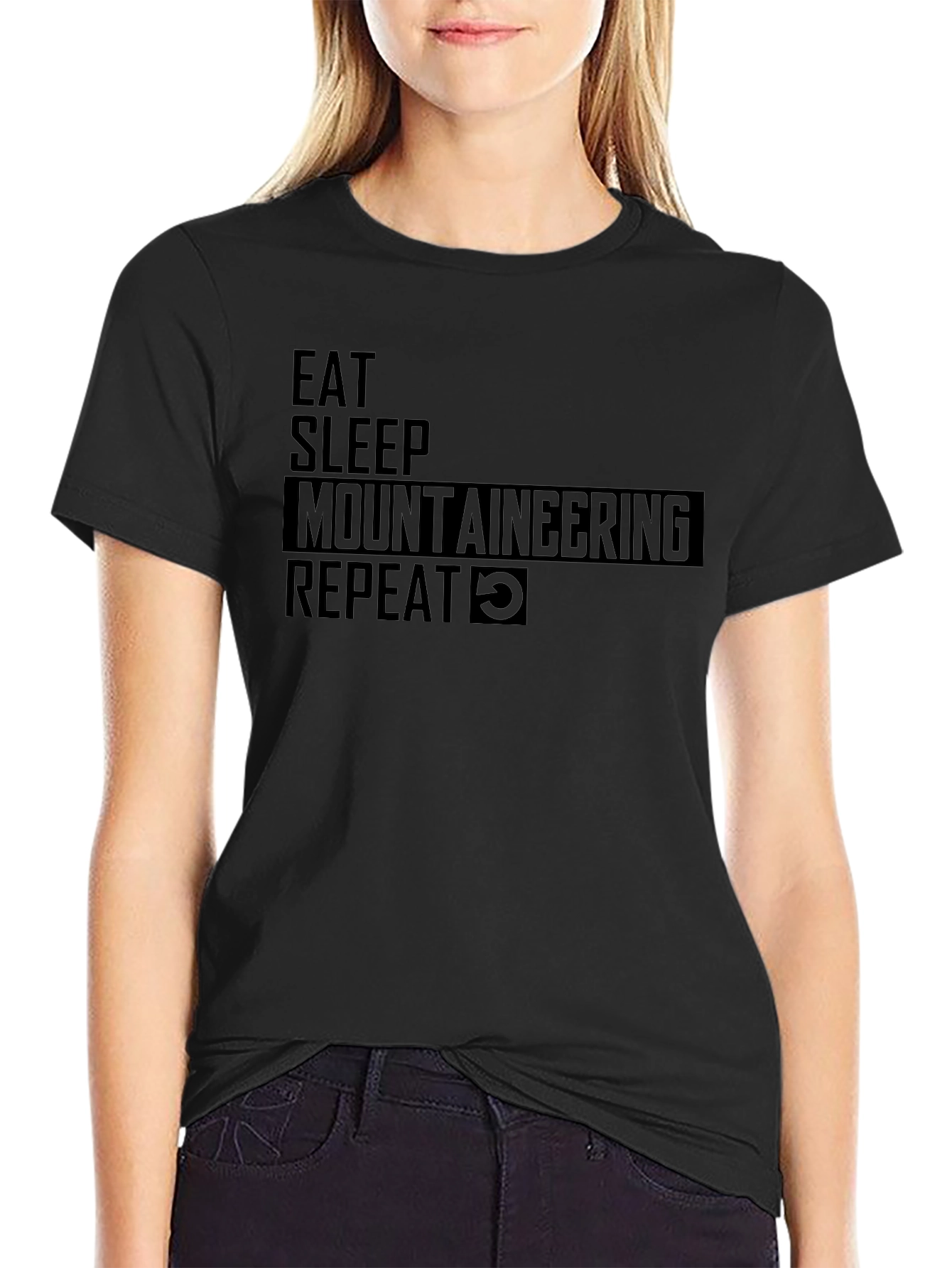 Eat Sleep Mountaineering Repeat Black T-Shirt