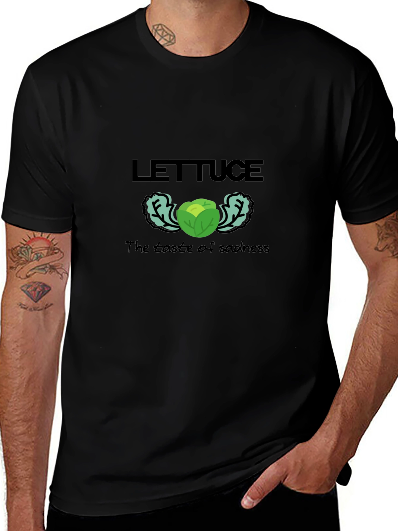 Lettuce: The Taste of Sadness Black Graphic T-Shirt