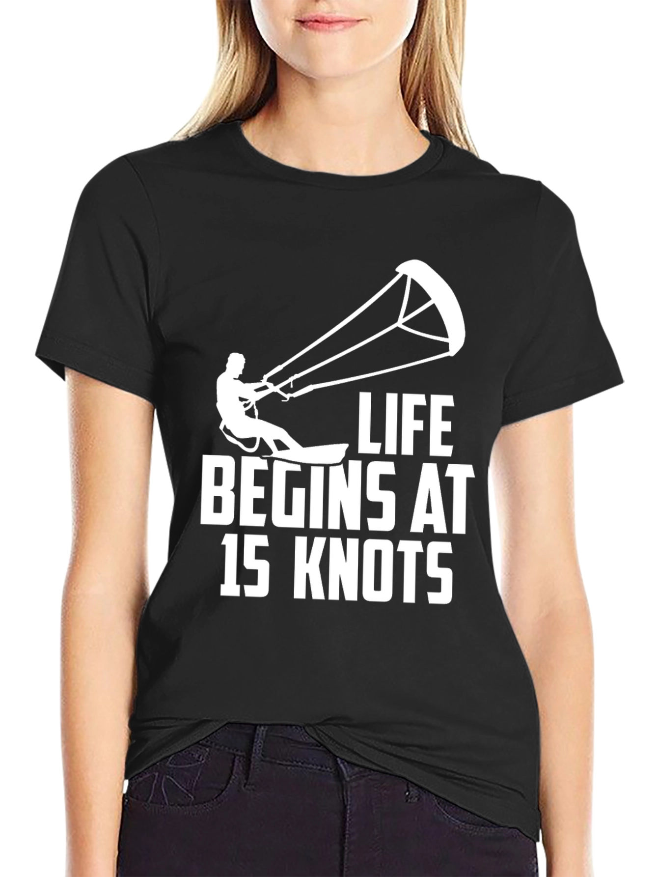 Life Begins At 15 Knots T-Shirt - Kitesurfing Tee