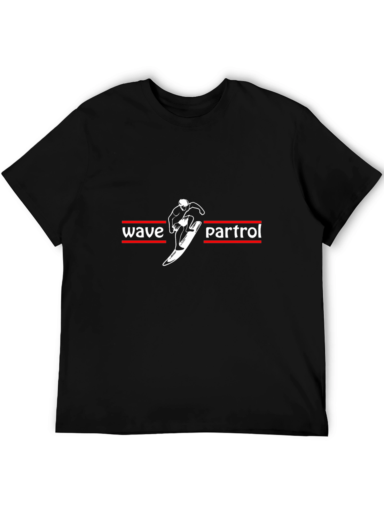 Wave Patrol Surfer Graphic T-Shirt - Black