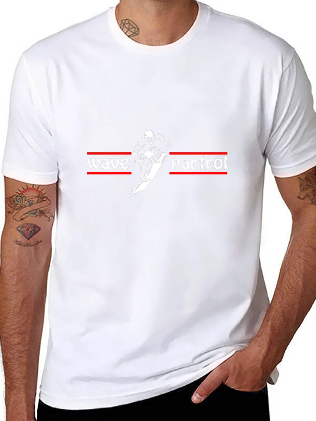 Wave Patrol Surfer Graphic T-Shirt - Black