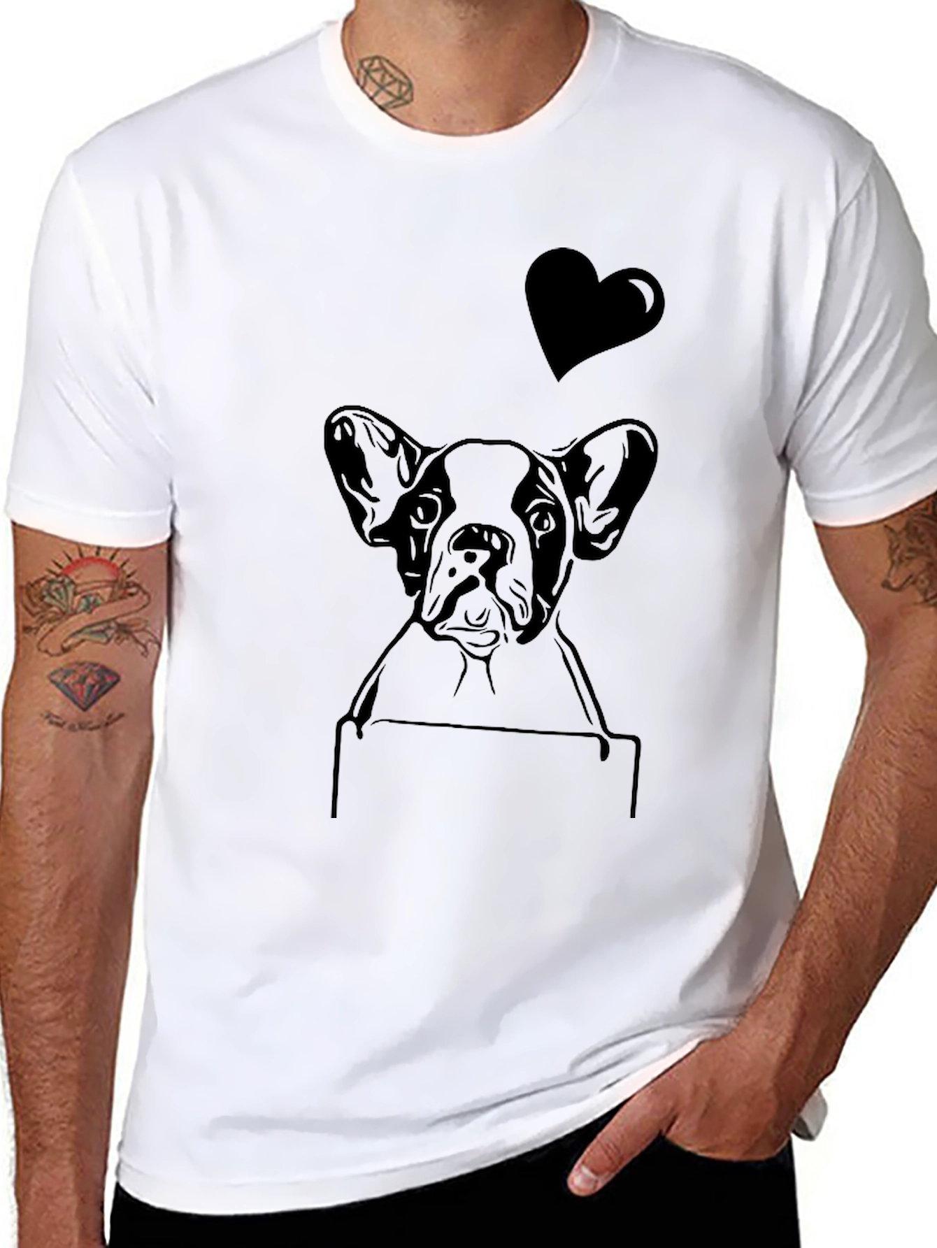 Dog Lover T-Shirt: French Bulldog Heart Tee
