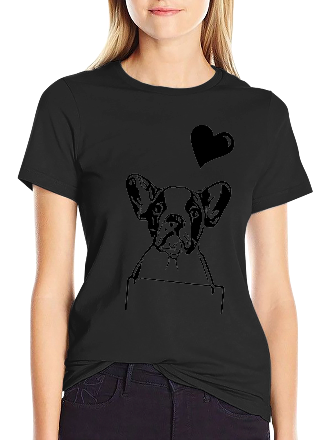 Dog Lover T-Shirt: French Bulldog Heart Tee