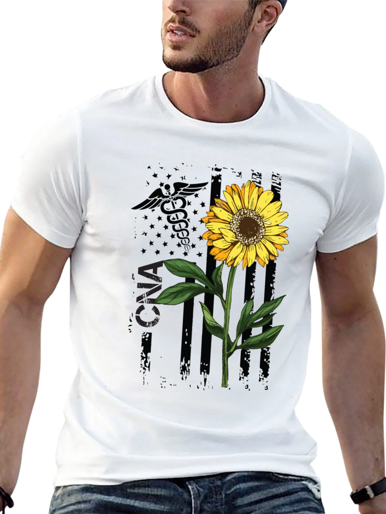 CNA Sunflower Graphic Tee - Stylish Nurse Appreciation Shirt