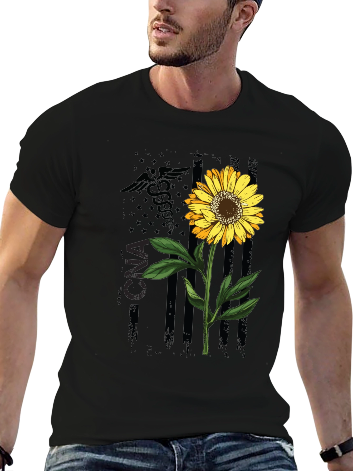 CNA Sunflower Graphic Tee - Stylish Nurse Appreciation Shirt