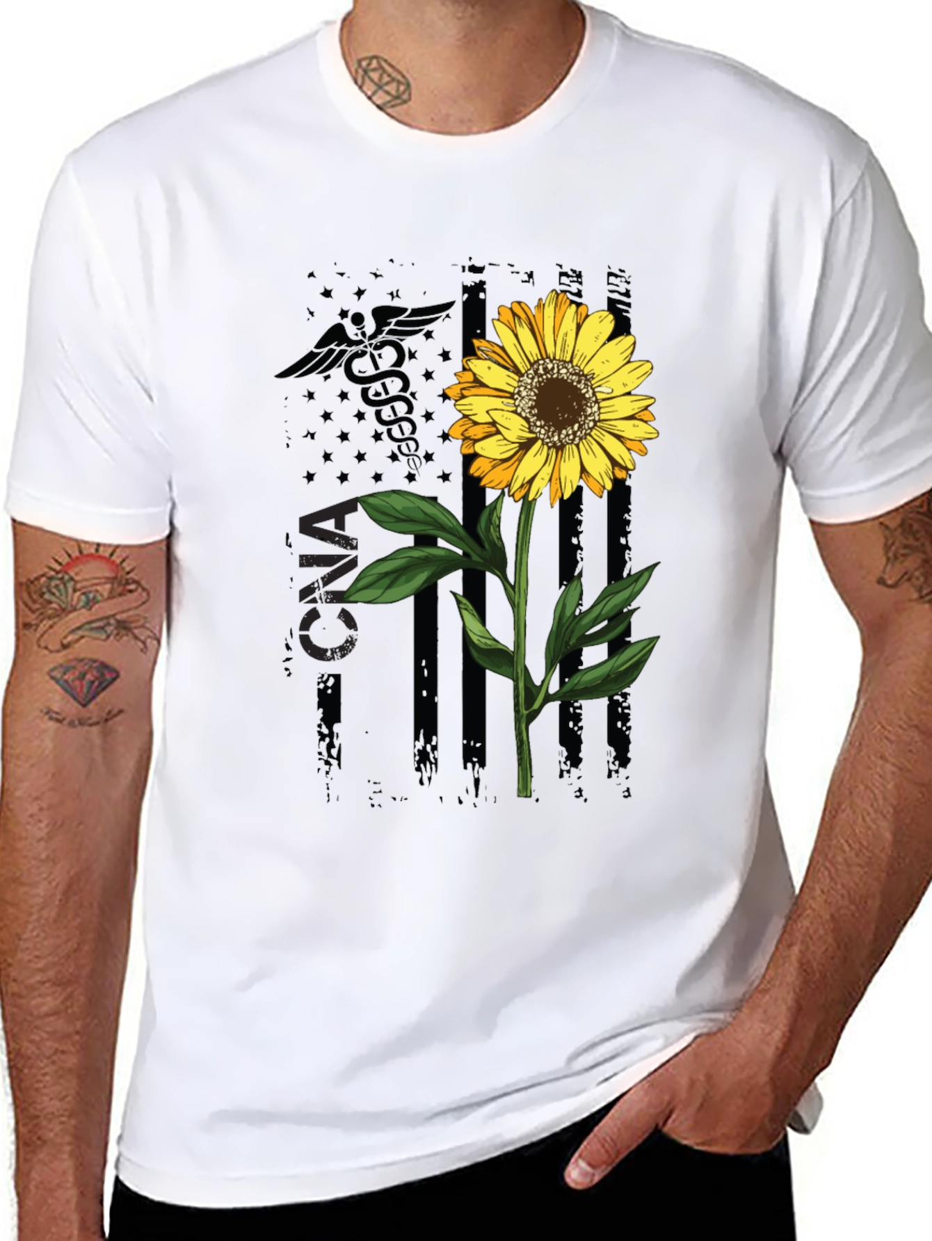 CNA Sunflower Graphic Tee - Stylish Nurse Appreciation Shirt