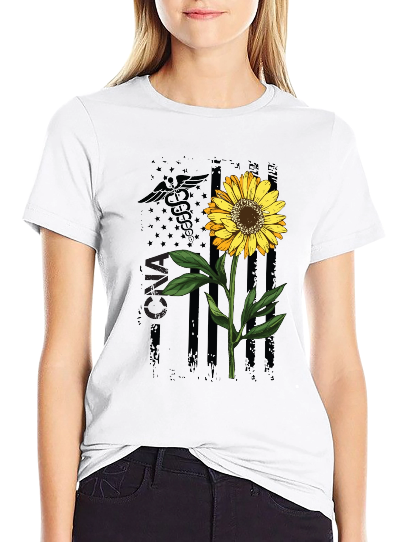 CNA Sunflower Graphic Tee - Stylish Nurse Appreciation Shirt