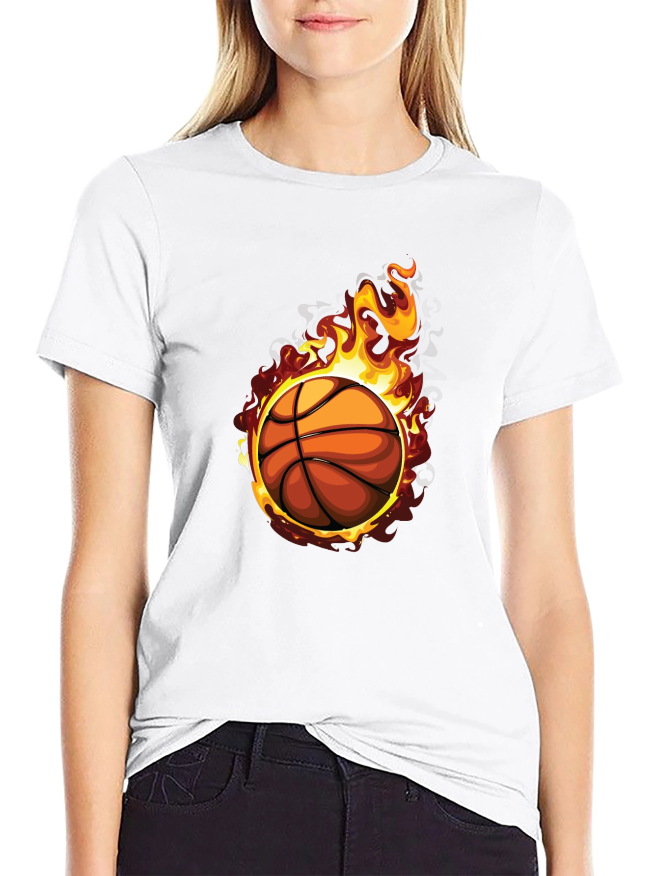 Flaming Basketball Graphic Tee