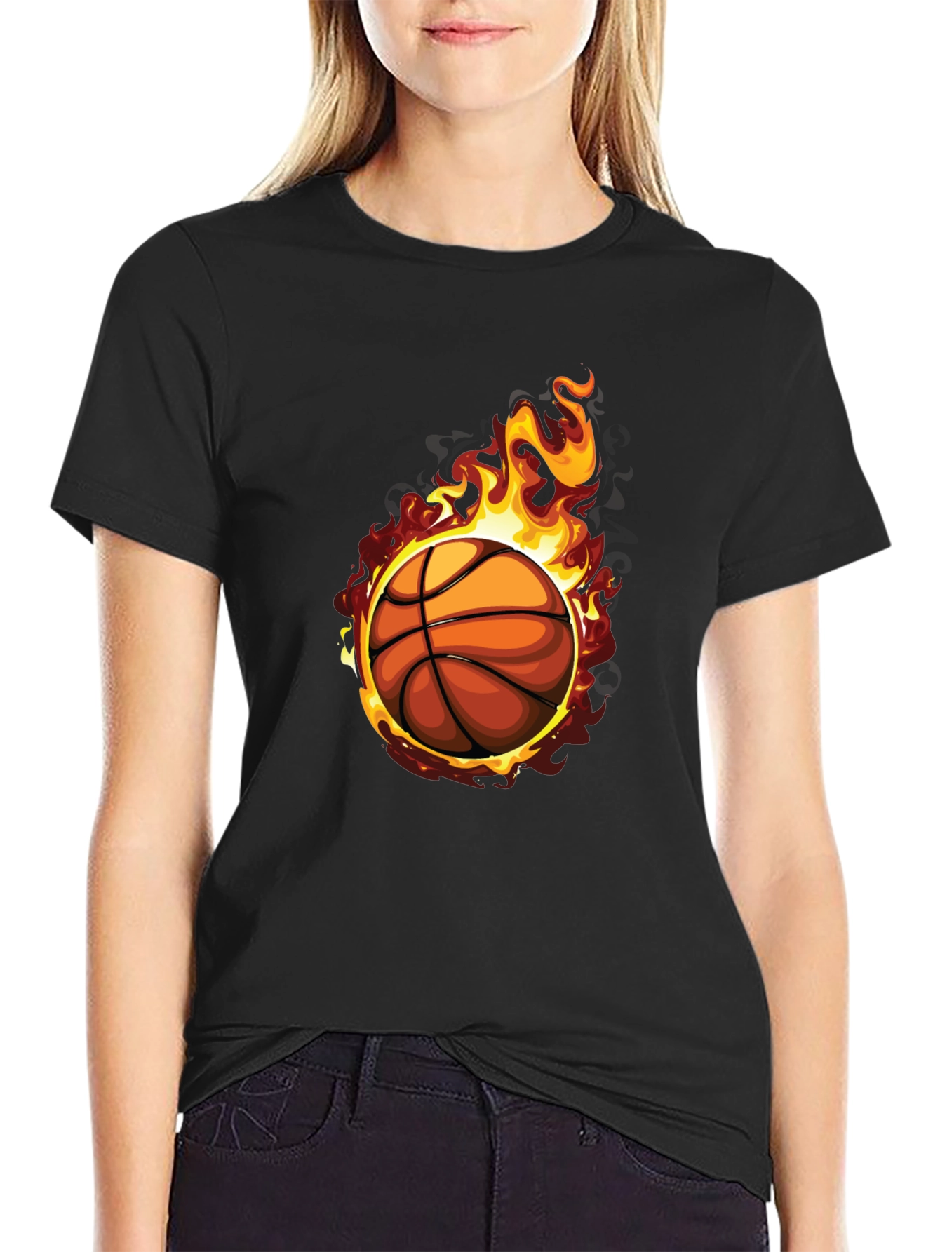 Flaming Basketball Graphic Tee