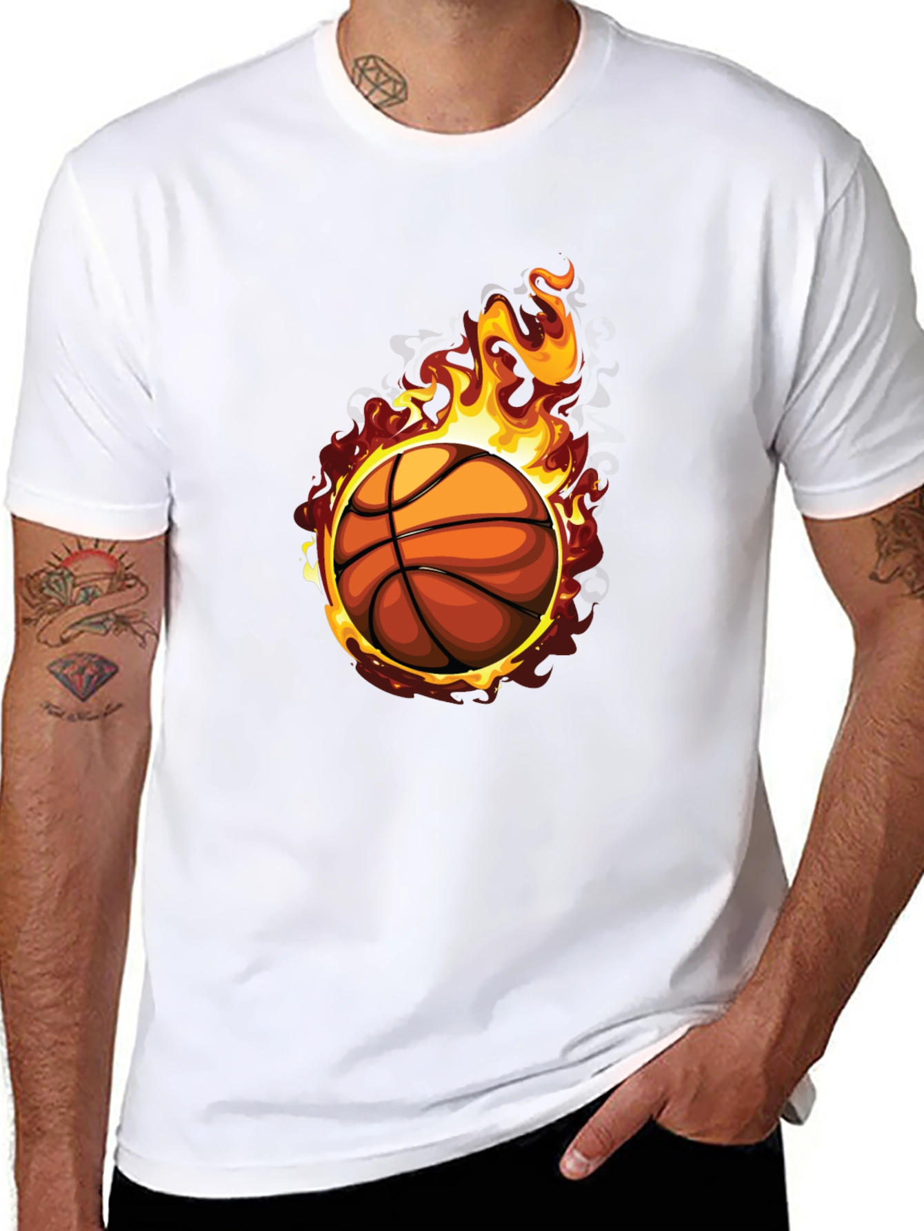 Flaming Basketball Graphic Tee