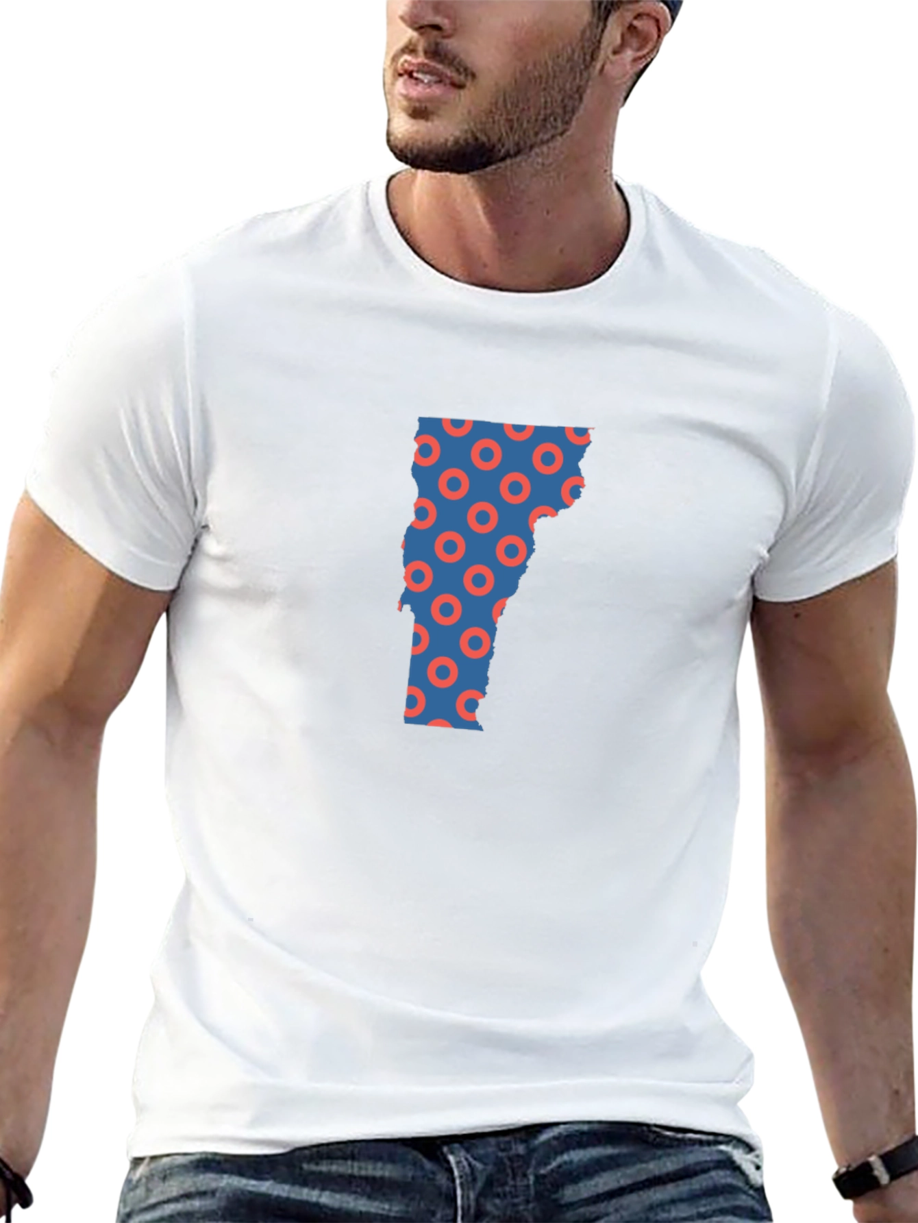 Vermont State Donut Pattern Mens Black T-Shirt