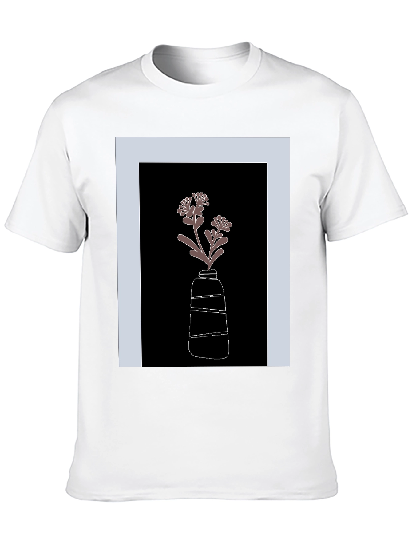 Black T-Shirt with Flower Vase Graphic