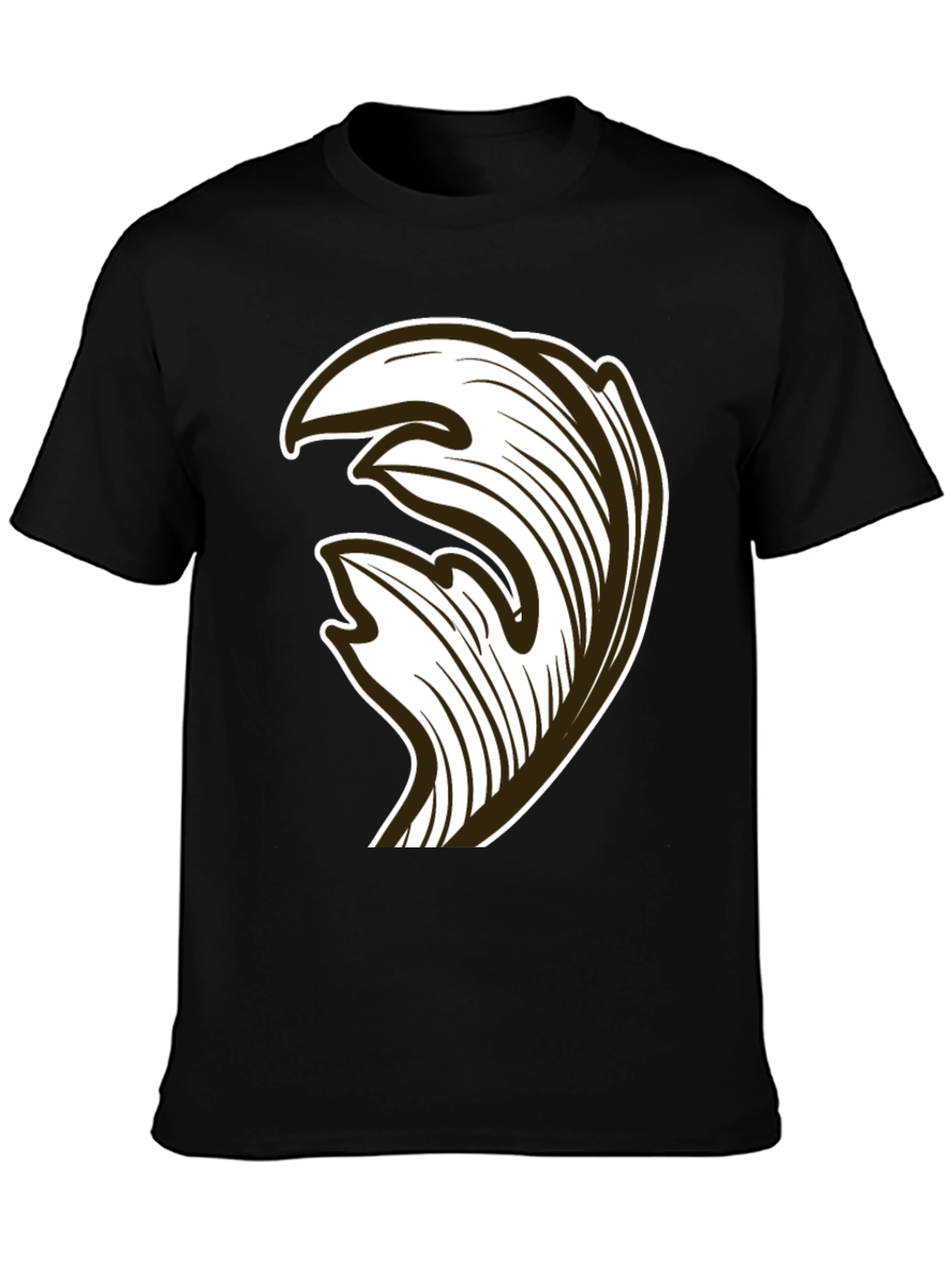 Modern Abstract Wave Design Black T-Shirt