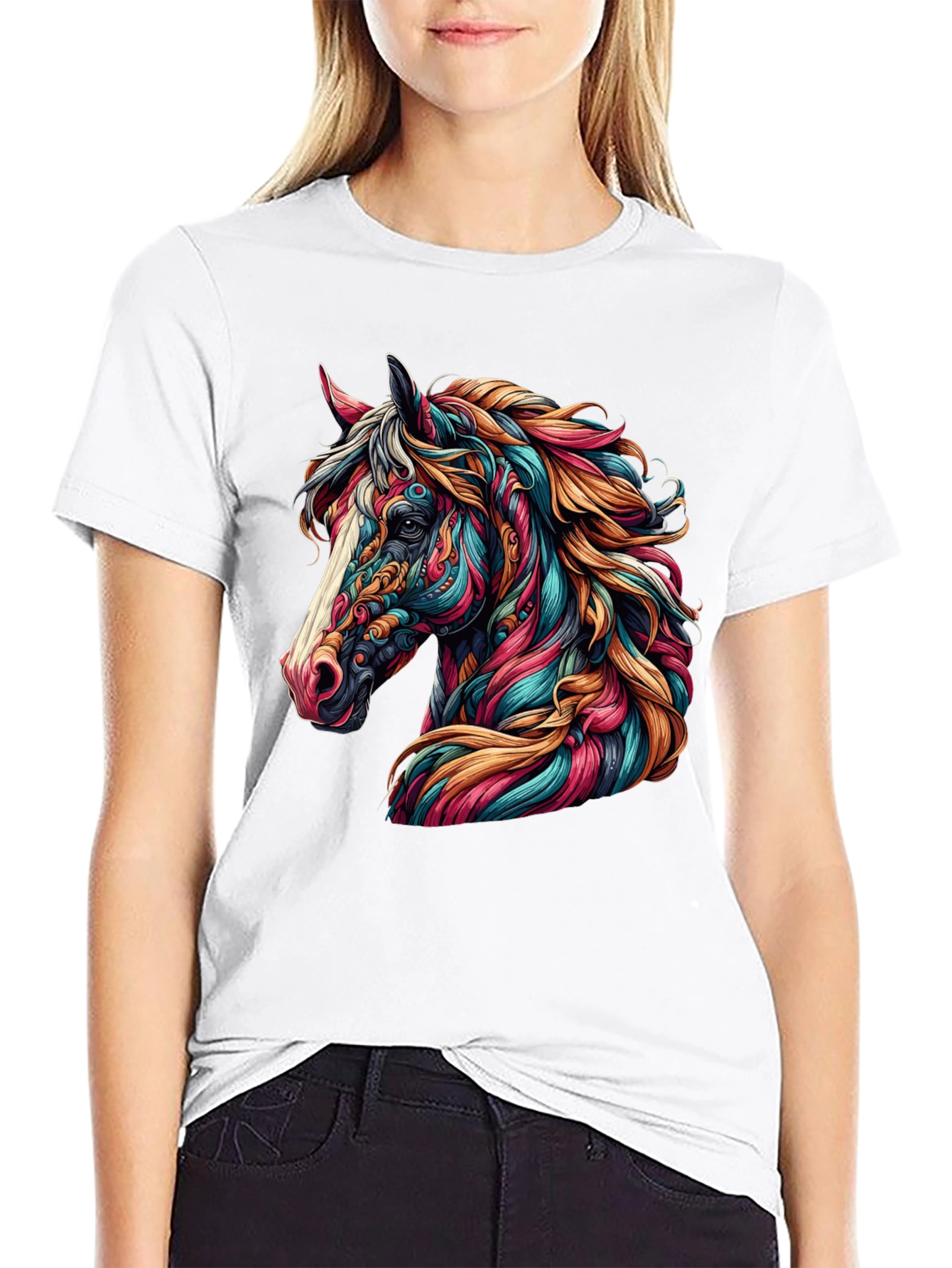 Horse Graphic Tee - Vibrant Artistic Design