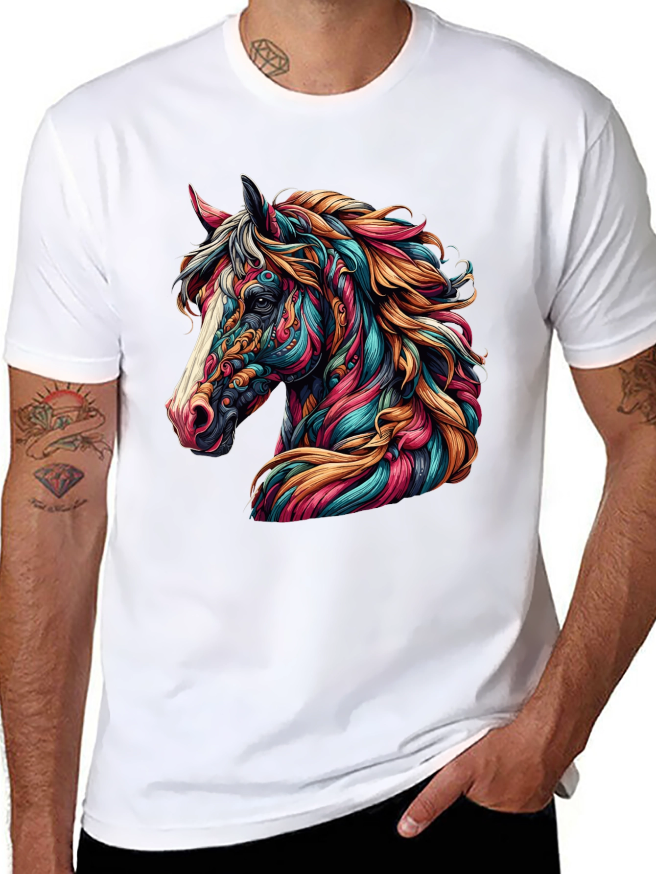 Horse Graphic Tee - Vibrant Artistic Design