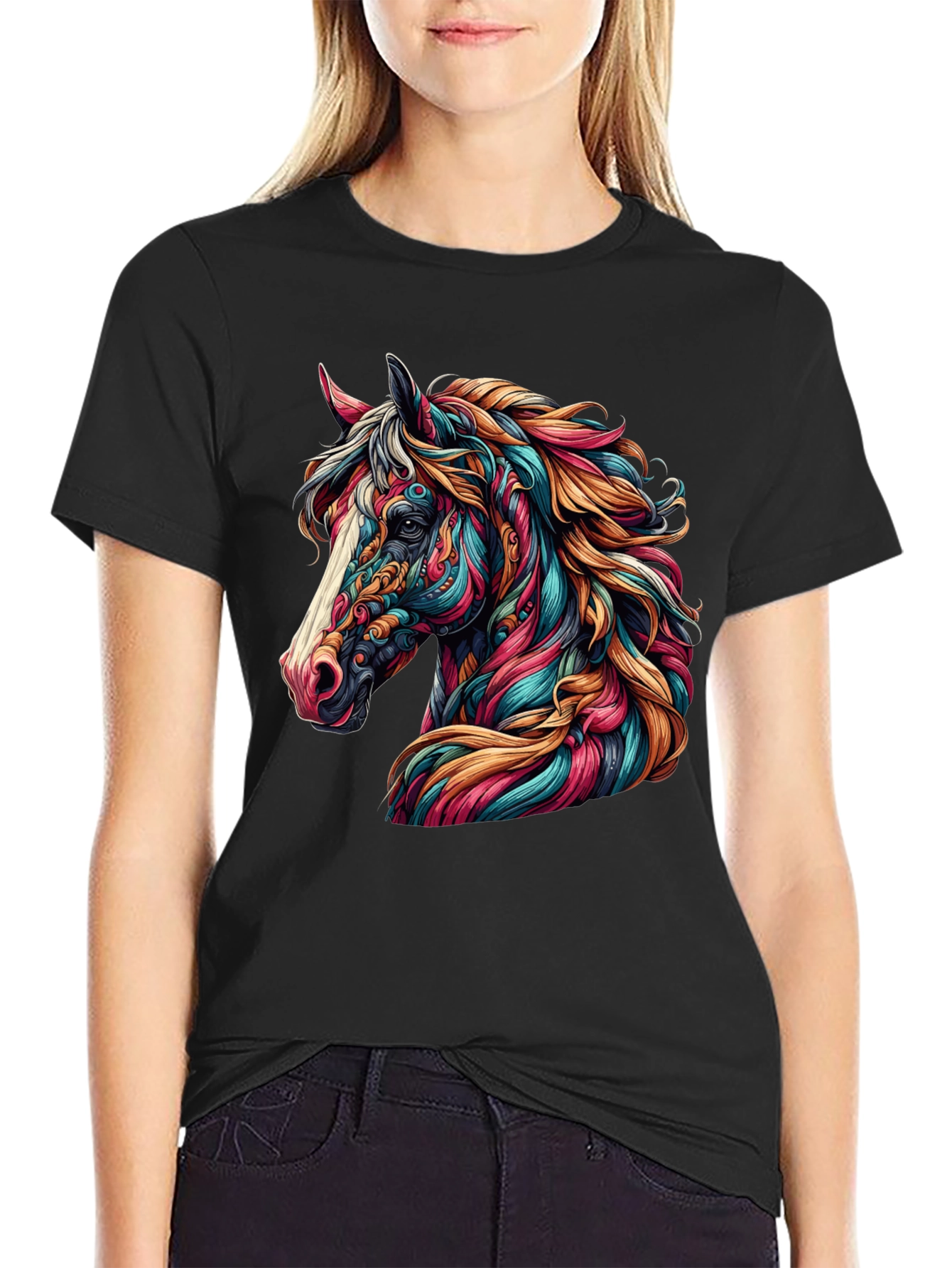 Horse Graphic Tee - Vibrant Artistic Design