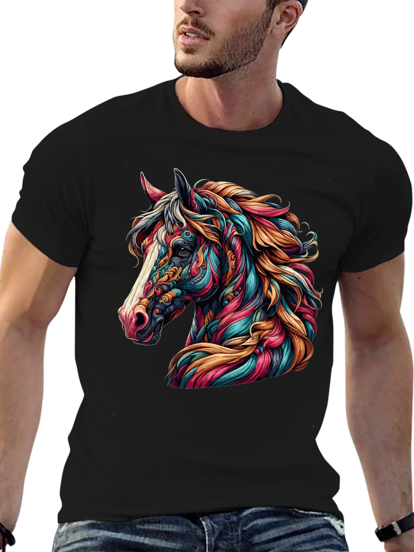 Horse Graphic Tee - Vibrant Artistic Design