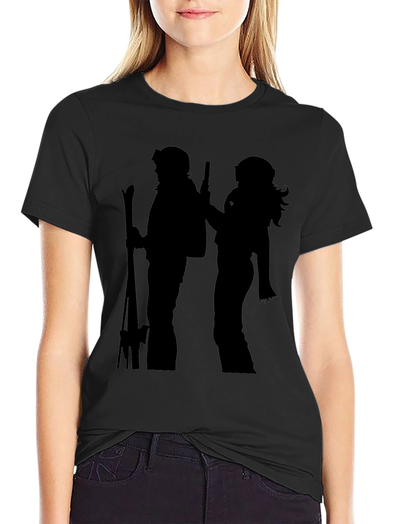 Silhouette Ski Duo Black T-Shirt