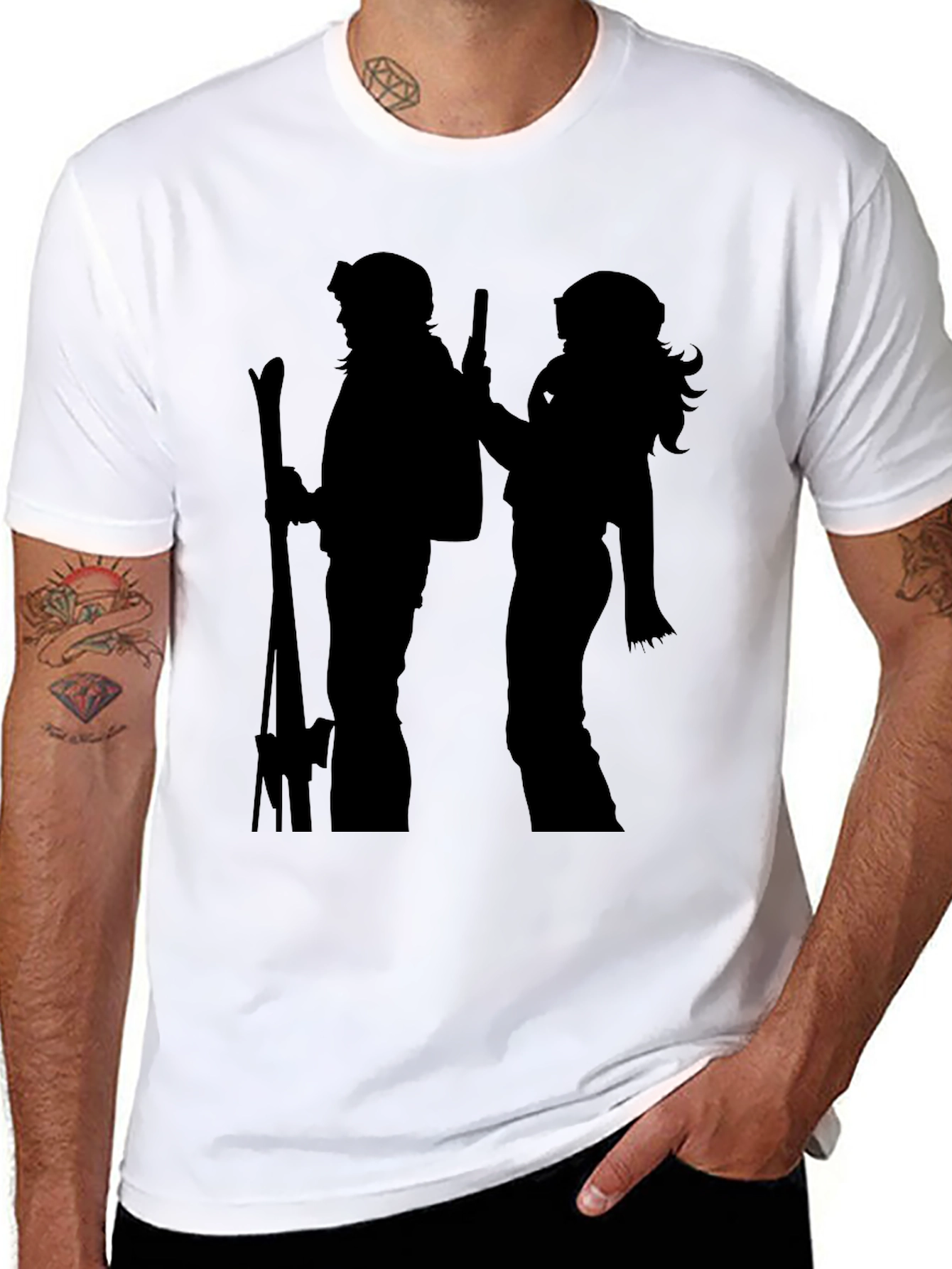 Silhouette Ski Duo Black T-Shirt