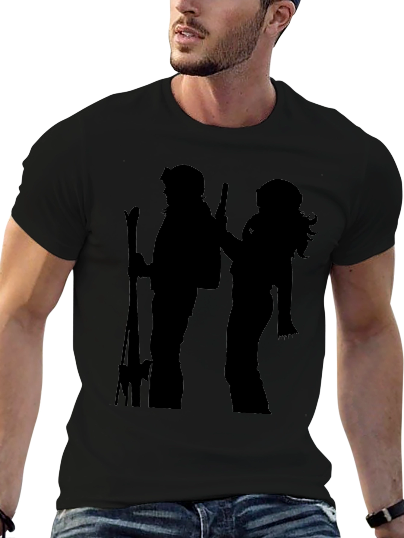 Silhouette Ski Duo Black T-Shirt
