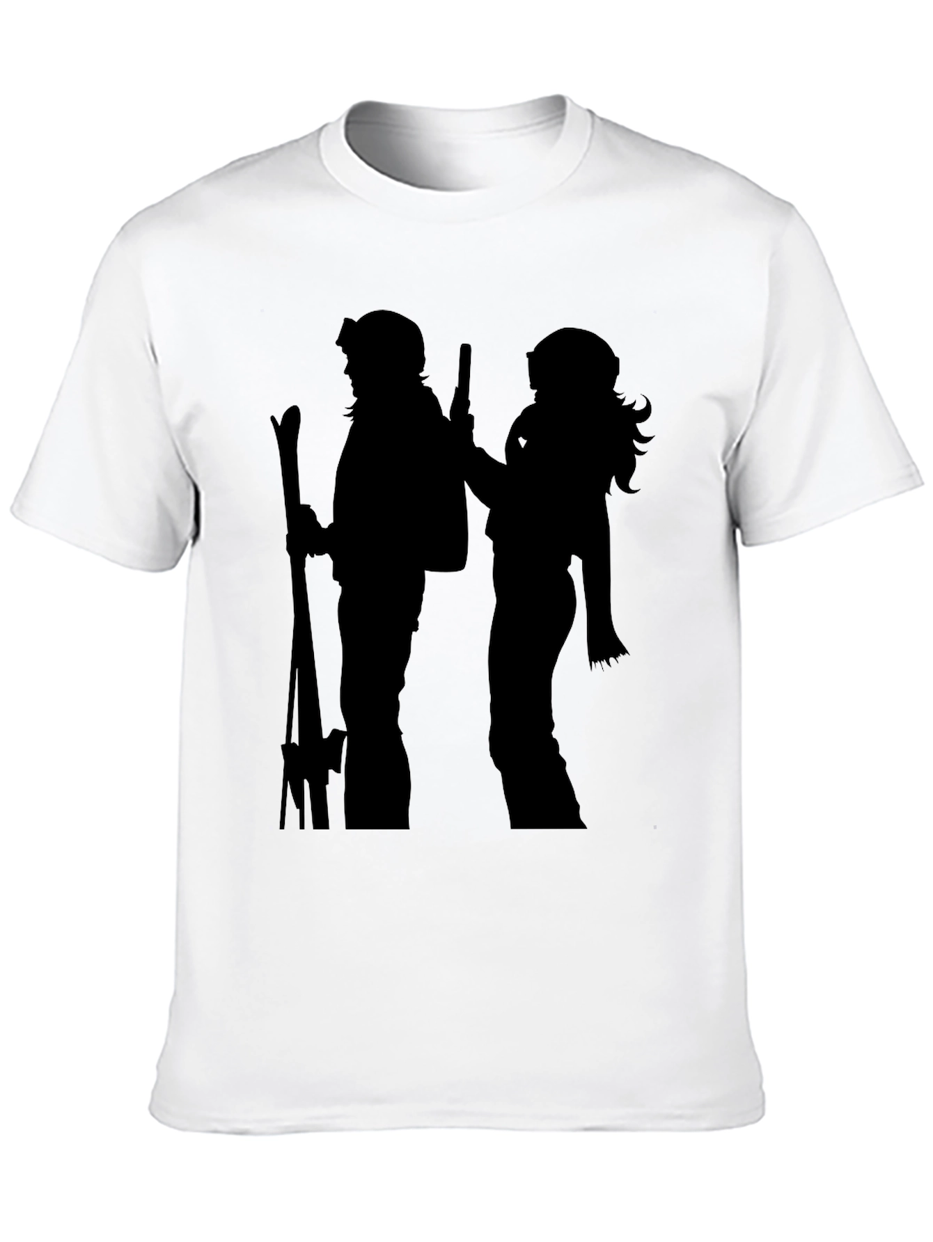 Silhouette Ski Duo Black T-Shirt