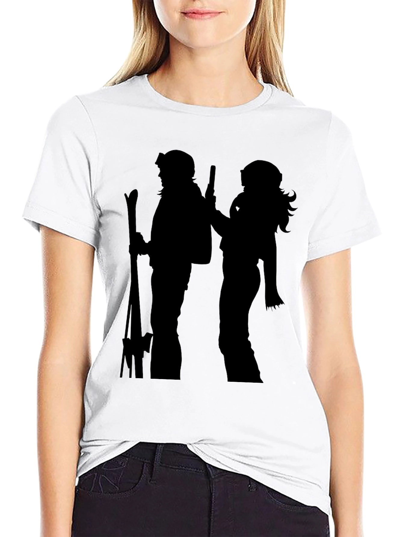 Silhouette Ski Duo Black T-Shirt
